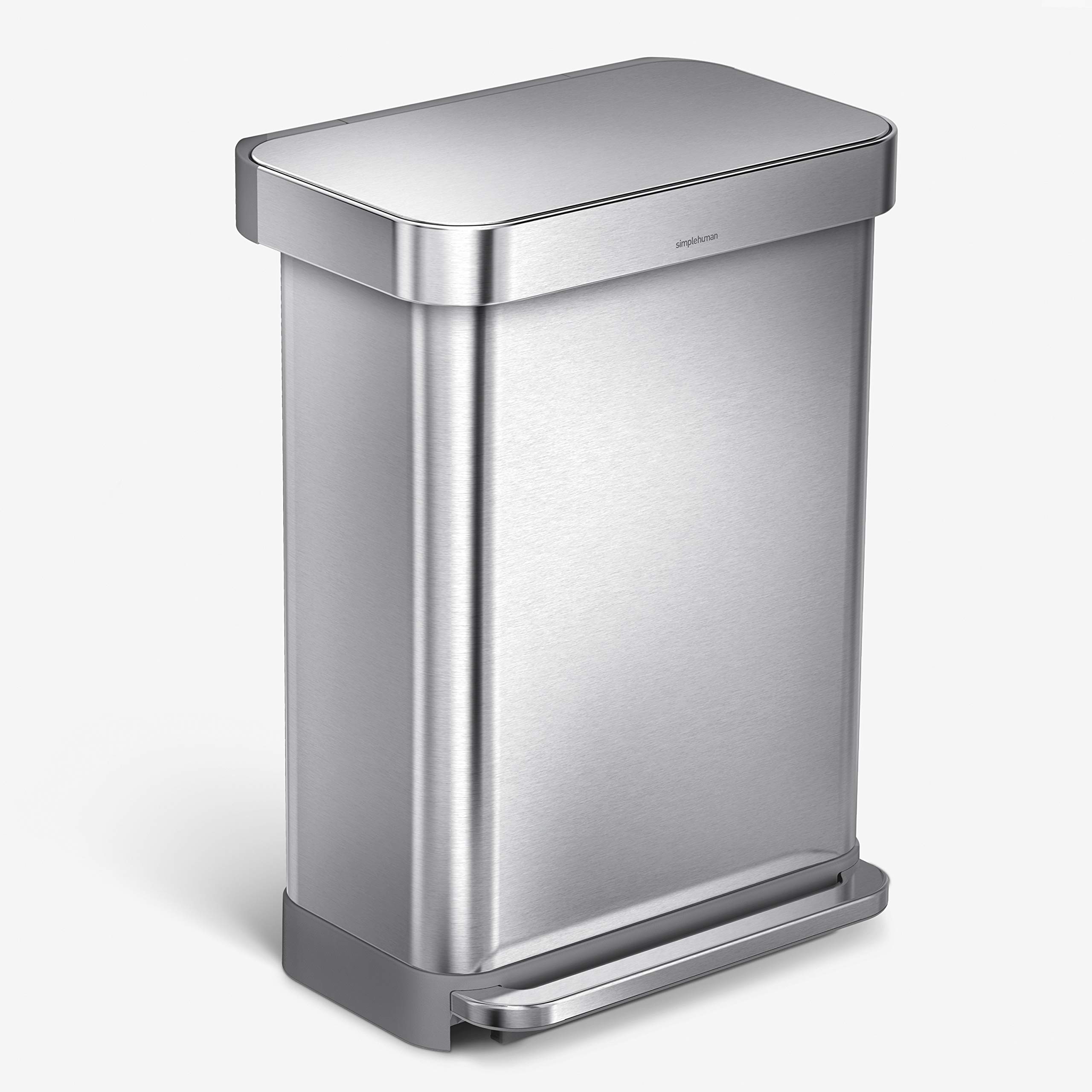 SimpleHuman 55L Rectangular Step Trash Can with Custom Fit Liners - Durable Kitchen Garbage Bin for Home, Office & Commercial Use