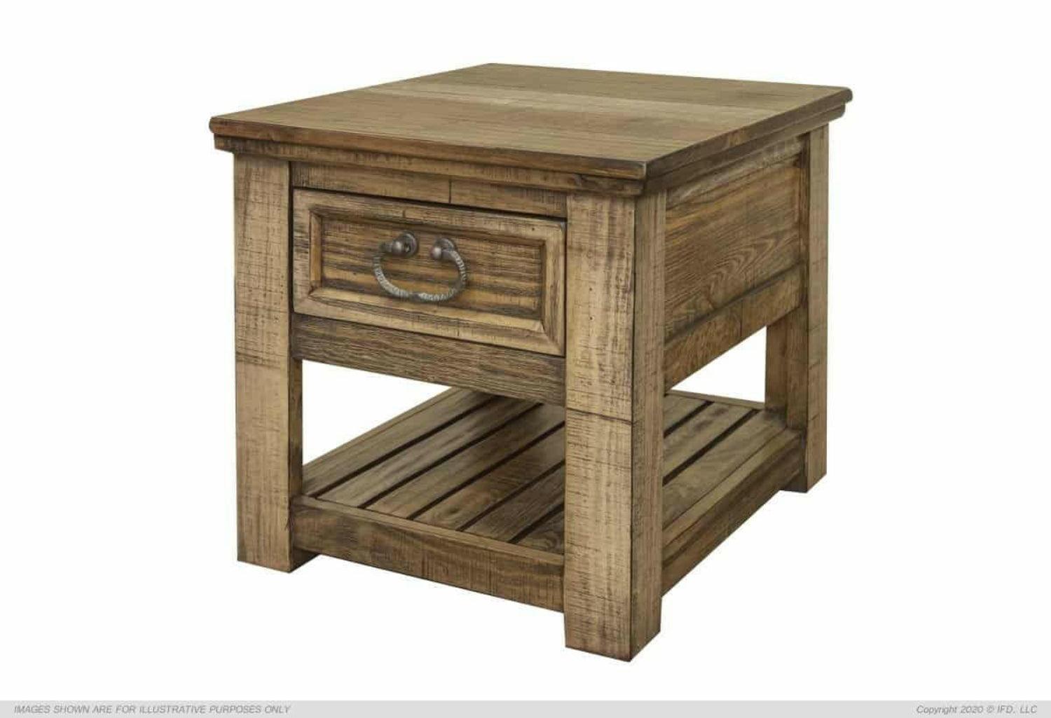 Montana Chairside End Table IFD1141CST - Small Side Table for Living Room, Bedroom & Office - Modern Accent Table with Storage Shelf