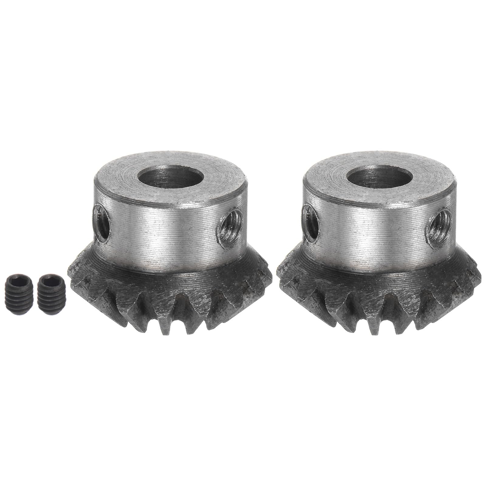 HARFINGTON 2-Piece 1M Bevel Gear Set - 16 Teeth, 8mm Shaft Hole, 1:1 Ratio, 45# Steel Construction, 1.5 Module, 90 Degree Angle for Hardware Mechanical Rotation - Perfect for Robotics, CNC Machines, and DIY Mechanical Projects