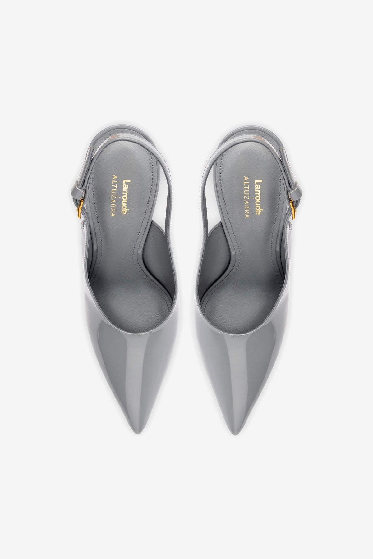 Larroudé x Altuzarra Women's Titanium Patent Leather Pumps - Elegant High Heels for Office, Party & Special Occasions