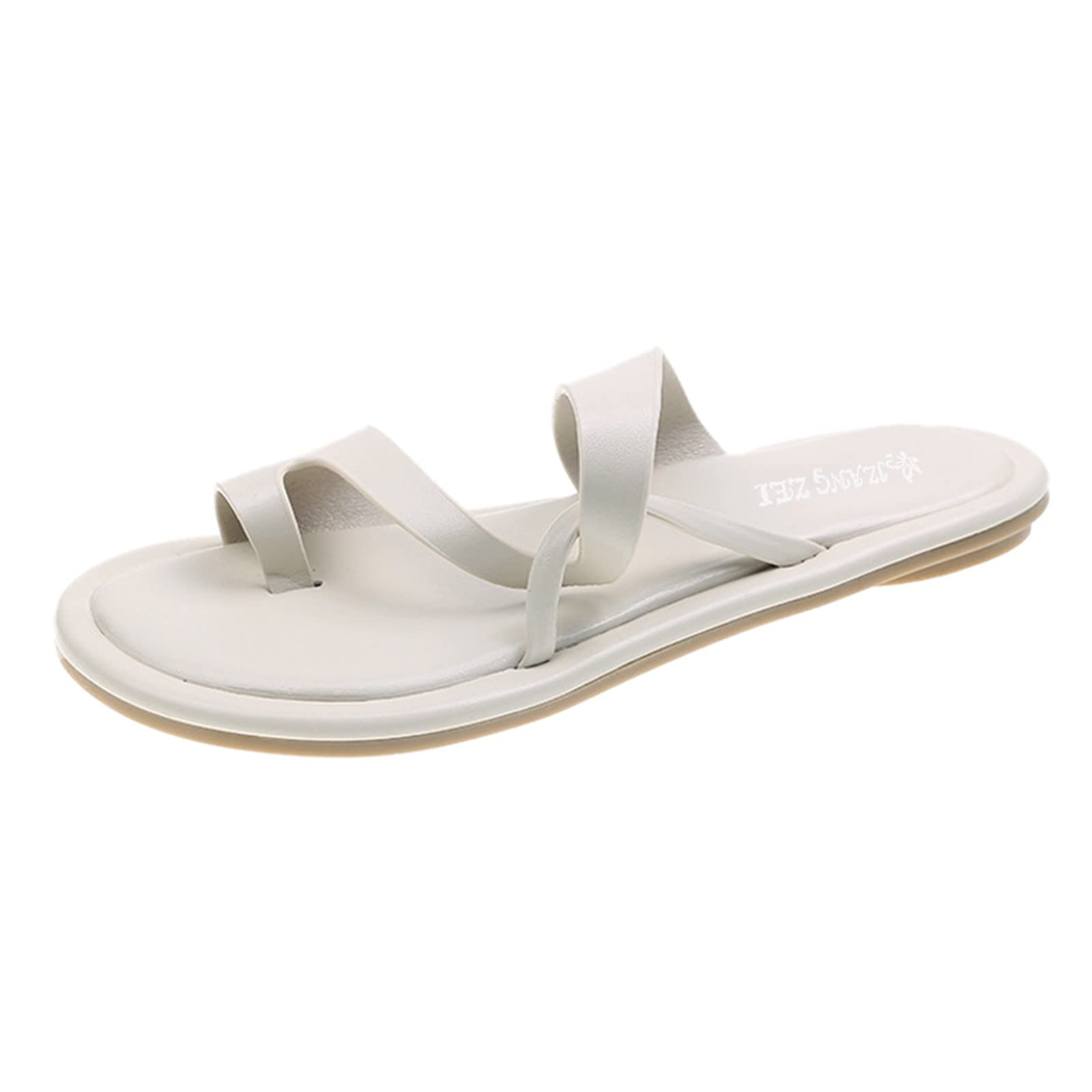 Women's Fashion Sandals - Flat Toe Solid Color Summer Sandals with Low Heel | Comfortable Casual Beach & Outdoor Walking Shoes
