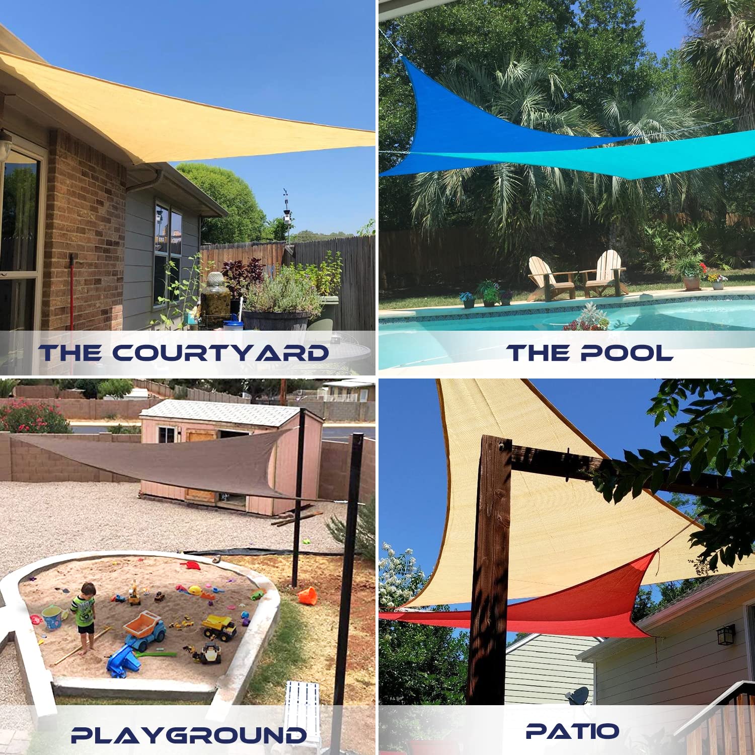 UV-Resistant Triangle Sun Shade Sail Canopy - Outdoor Patio Backyard Sun Protection, Beige Fabric Cloth Screen for Garden, Poolside, and Deck Shading