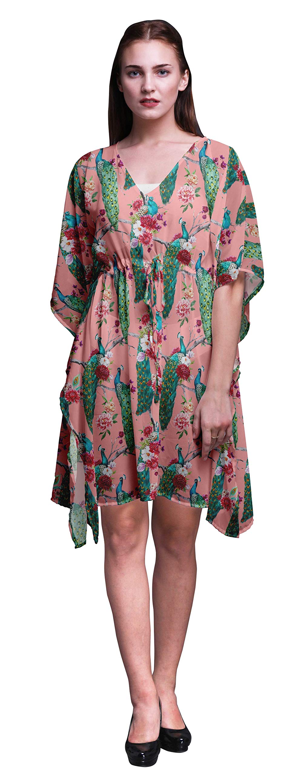 Bimba Short Caftan Midi Dress - Women's Beach Swimwear Cover Up Kaftan for Pool, Vacation & Summer Outfits