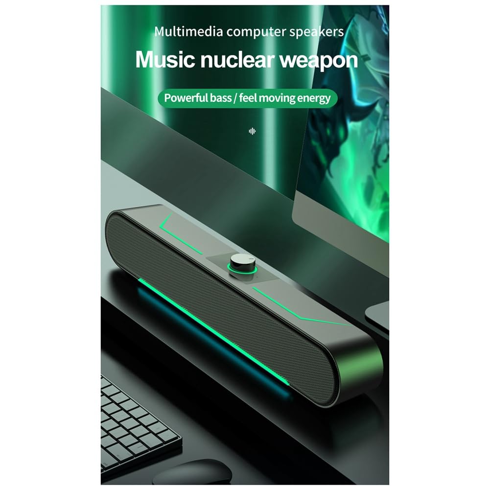 Cosmin High Volume LED Gaming Computer Speakers - HIFI Stereo Desktop Soundbar with RGB Lighting for PC, Laptop, Home Theater & Gaming Setup | Perfect for Streaming, Music & Movie Nights