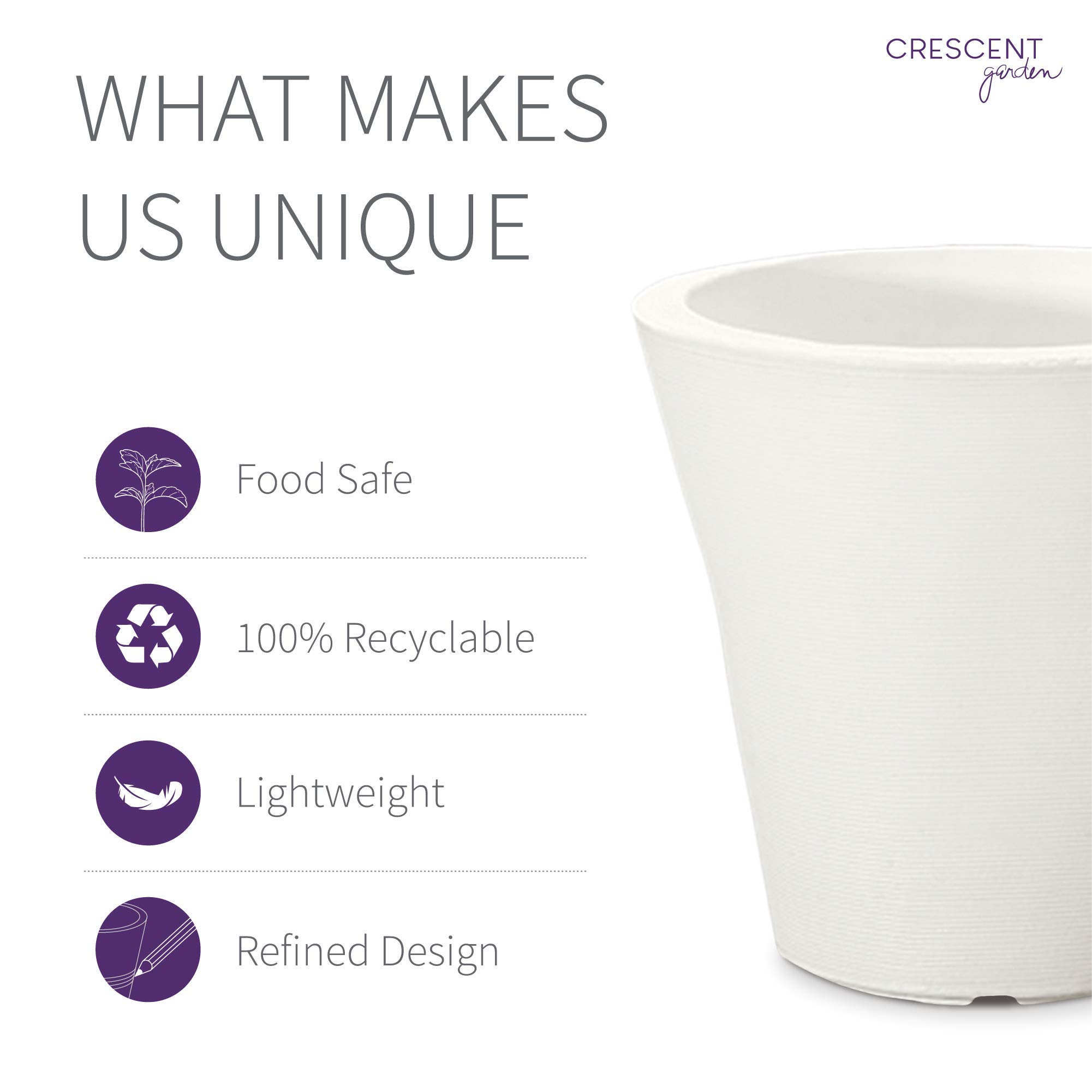 Crescent Garden Madison Planter - 26 Inch Double-Walled Plant Pot in Alpine White for Indoor & Outdoor Decor - Perfect for Patio, Garden, and Home Office Plants