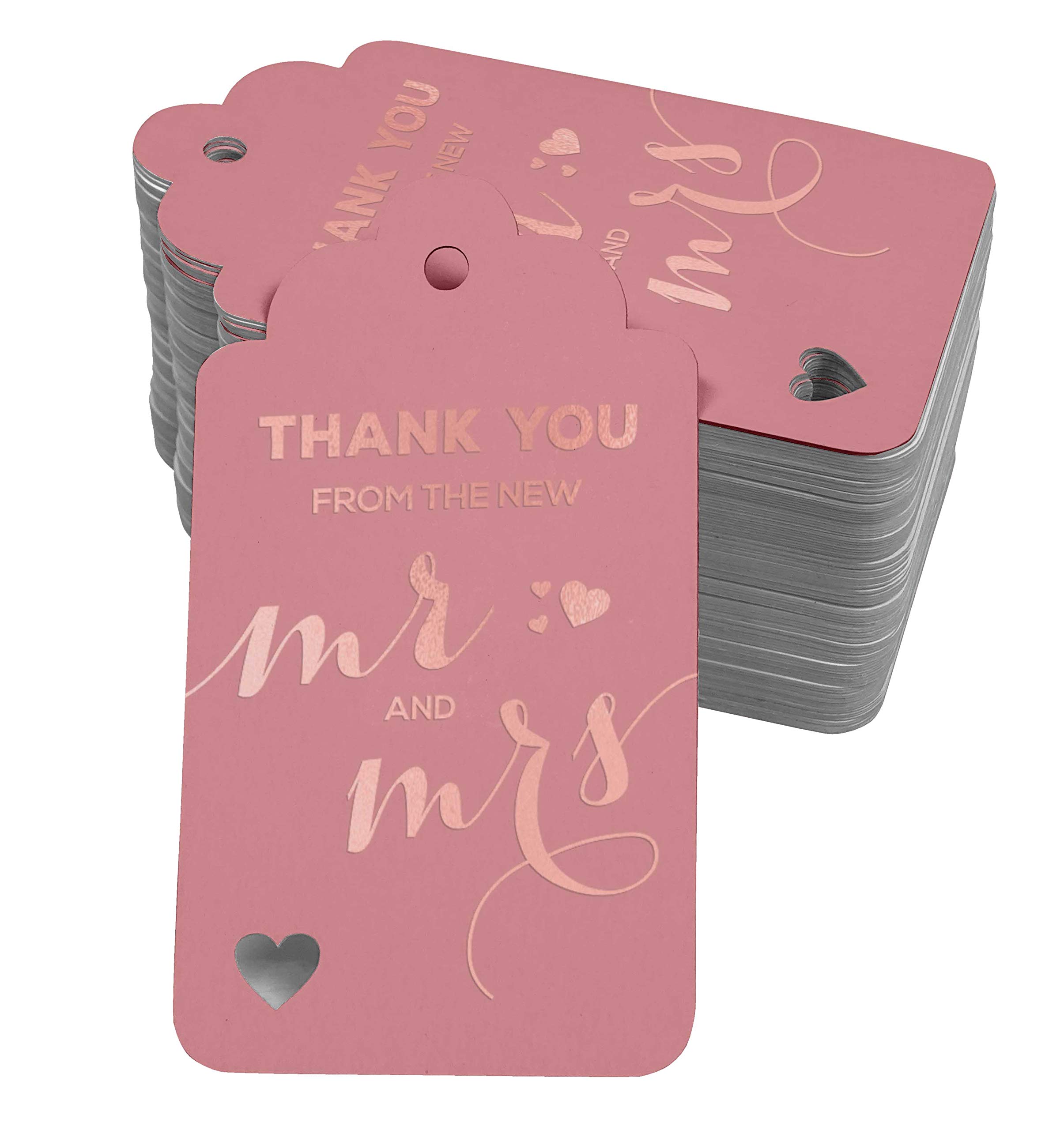 50pcs Rose Gold Foil Thank You Tags for Wedding Favors - Elegant Gift Tags for Bridal Shower, Baby Shower & Party Decorations