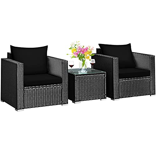 Black Rattan With Black Cushion