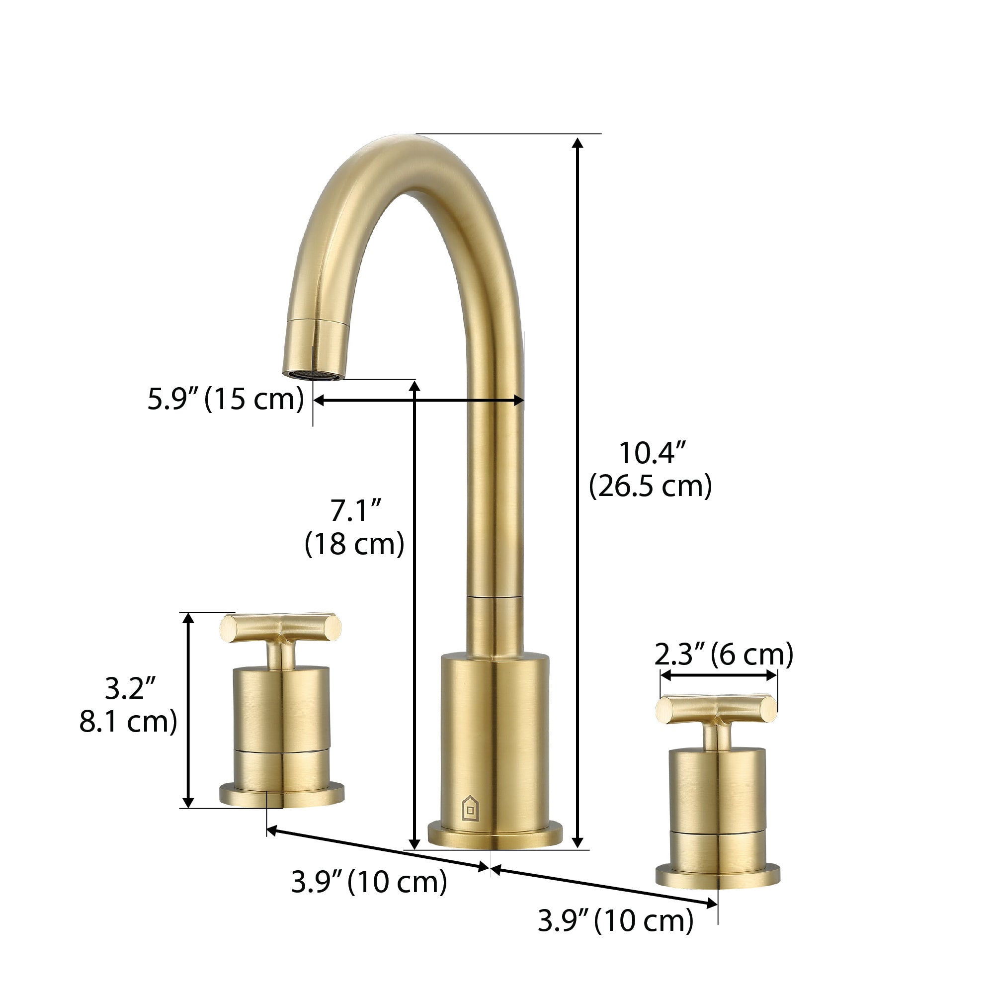 Ancona Ava Widespread 3-Hole Bathroom Faucet with Cross Handles in Brushed Champagne Gold - Perfect for Modern Bathroom Vanities and Powder Rooms
