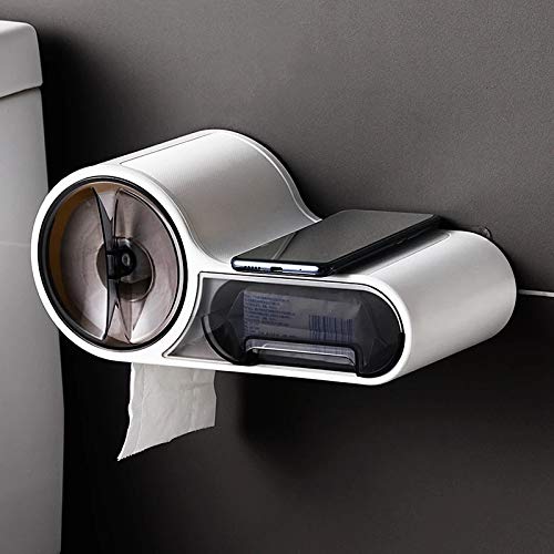 Multifunctional Waterproof Wall-Mounted Toilet Paper Holder Rack - Bathroom Tissue Storage Box Organizer for Toilet Paper Rolls | Perfect for Small Bathrooms, Powder Rooms & RV Toilets