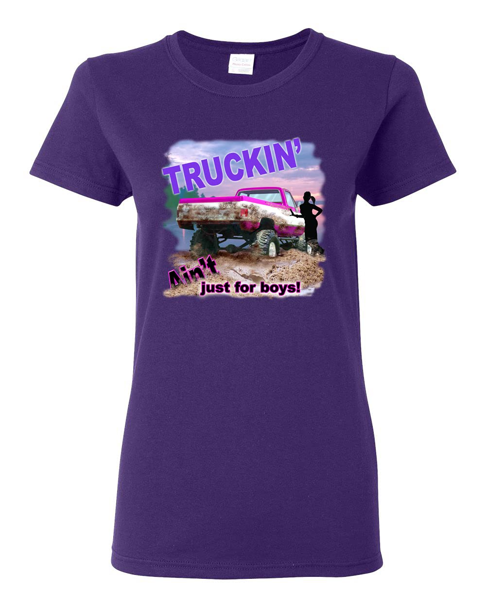 Wild Bobby Truckin' Ain't Just for Boys - Women's Graphic T-Shirt with Cars & Trucks Design - Perfect for Casual Wear, Road Trips & Car Enthusiasts