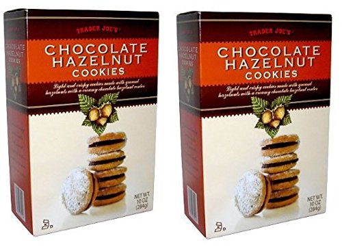 Trader Joe's Chocolate Hazelnut Cookies 10oz (2-Pack) - Light & Crispy Hazelnut Cookies with Creamy Chocolate Center | Perfect for Snacking, Gifts & Holiday Treats