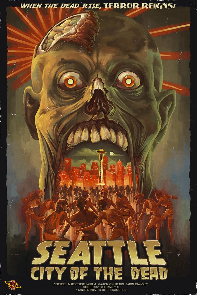 Seattle Zombies City of the Dead - 24x36 Gallery Quality Metal Wall Art Decor | Aluminum Print for Horror Fans | Perfect for Living Room, Game Room & Halloween Decorations