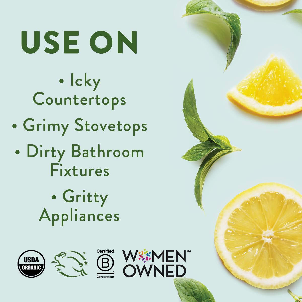 Rebel Green Natural All-Purpose Cleaning Spray with Essential Oils - Multi-Surface Cleaner for Kitchen, Bathroom & Floors - Safe for Kids & Pets - Eco-Friendly Peppermint Lemon Scent - 16oz (1 Pack) - Perfect for Daily Cleaning & Disinfecting in Homes & Offices