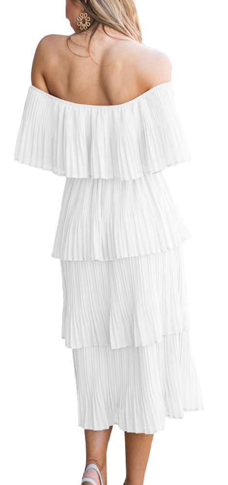 ETCYY Women's Off Shoulder Ruffled Chiffon Maxi Dress - Elegant Summer Wedding Guest, Beach Party & Casual Loose Fit Long Dress for Women | Perfect for Bridal Shower, Vacation & Special Occasions