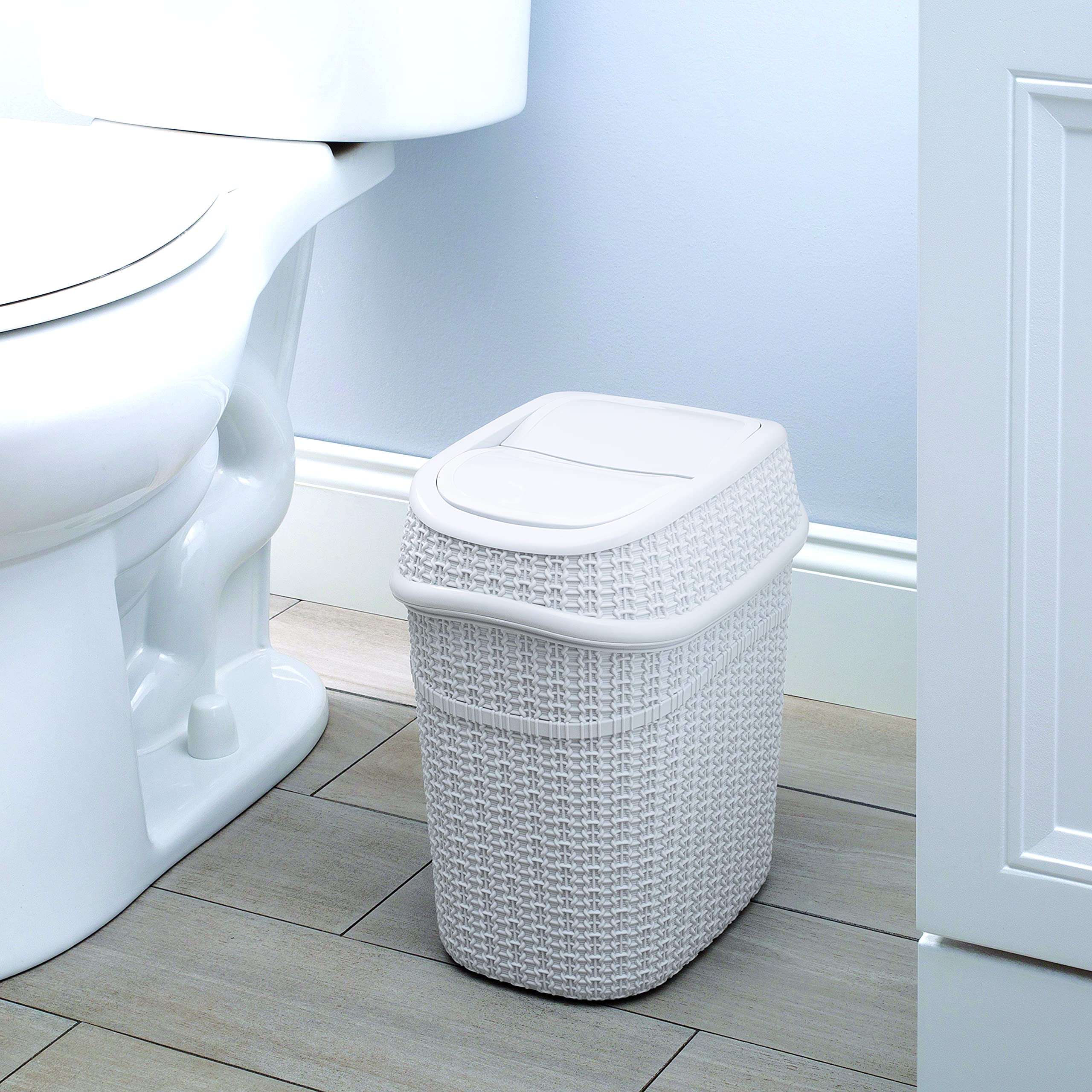 Sailor Knot Swing Top Trash Can - 9.5L Bathroom Waste Bin with Lid (11.22