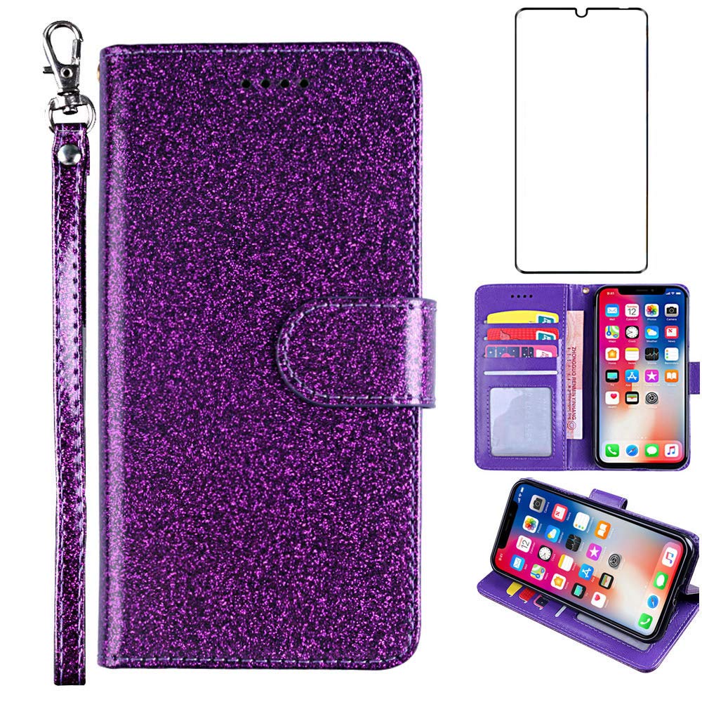 **Asuwish Wallet Case for LG Velvet 5G/LM-G900UM (Verizon, T-Mobile, 4G/5G UW) with Card Holder, Kickstand & Tempered Glass Screen Protector – Purple | Perfect for Everyday Use, Travel & Business**