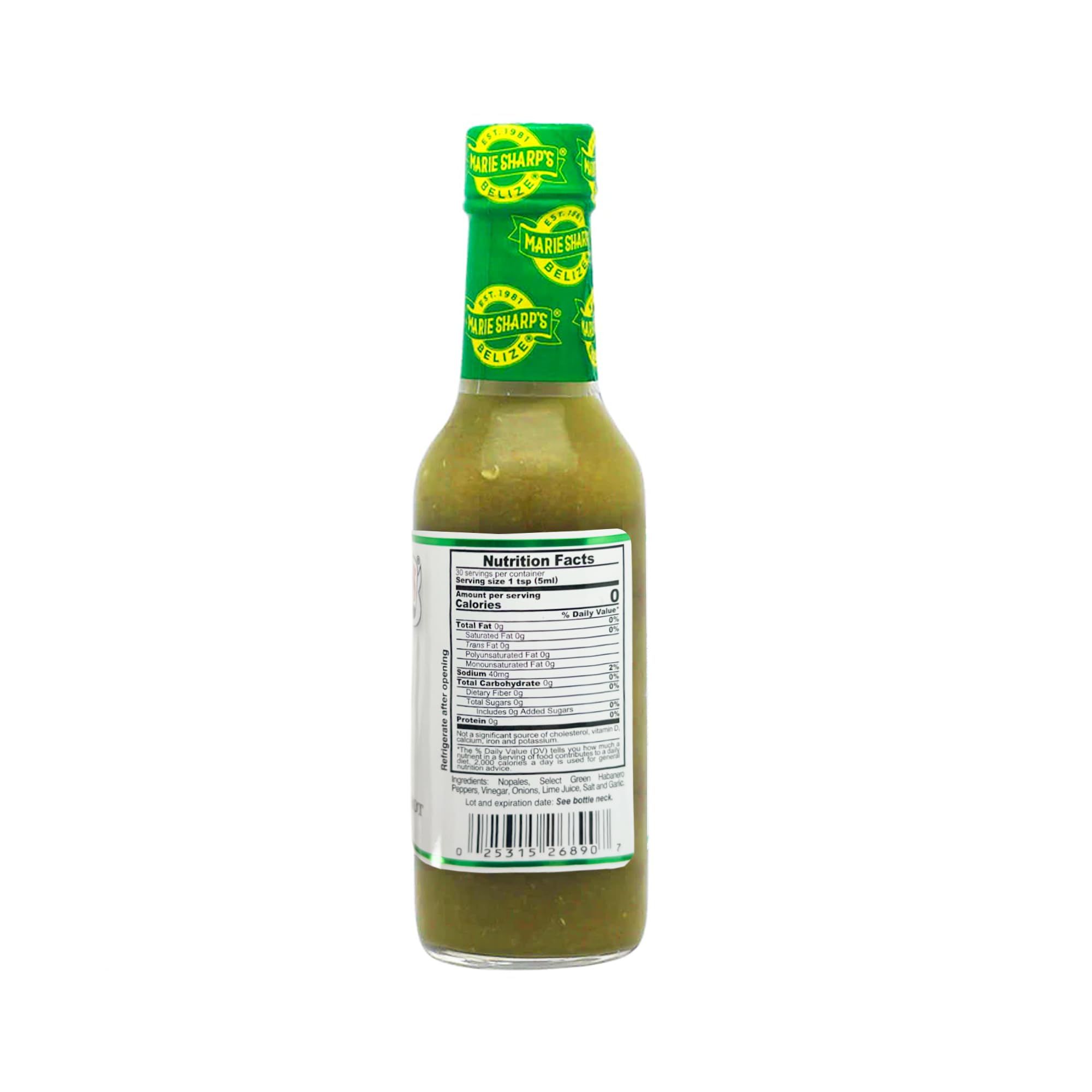 Marie Sharp's Green Habanero Hot Sauce - 5 oz Bottle (Pack of 2) | Spicy & Flavorful Pepper Sauce for Tacos, Wings, Burgers & Mexican Food | Gluten-Free & Vegan Hot Sauce