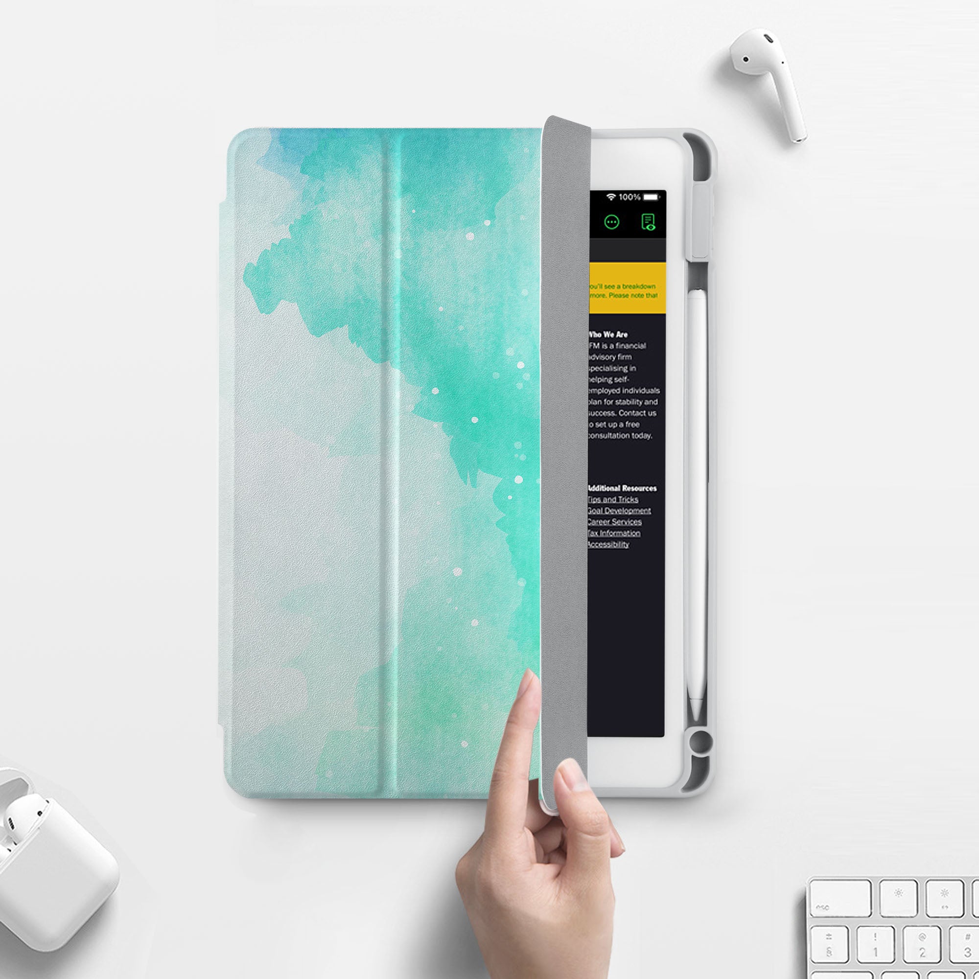 iPad 360 Elite Case with Abstract Watercolor Splash Design - Protective Cover for iPad Air/Pro, Shockproof & Lightweight - Perfect for Work, Travel, and Everyday Use