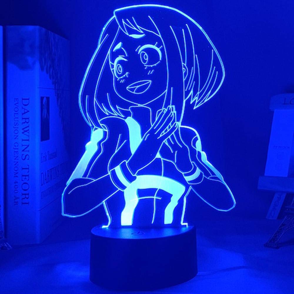 3D Illusion LED Night Light - Anime Ochako Uraraka My Hero Academia Character Lamp with 7 Color Changing Touch Control | Perfect for Kids Bedroom Decor, Birthday Gifts & Anime Fan Collections