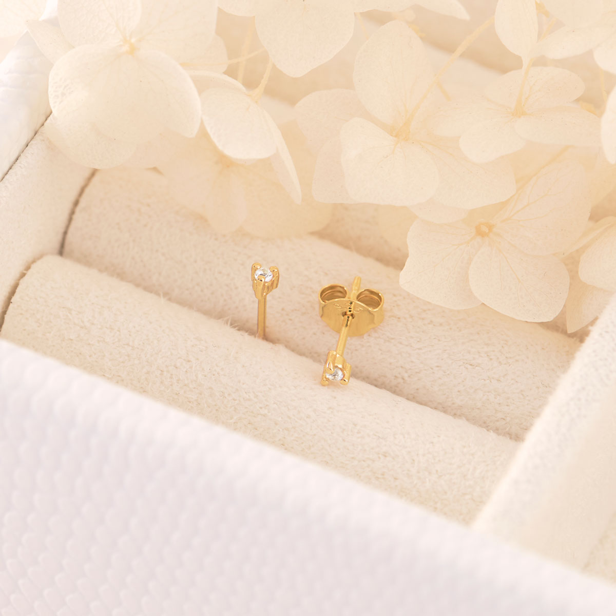 14K Gold White Topaz Stud Earrings for Women - Elegant & Hypoallergenic Jewelry Gift for Birthday, Anniversary & Special Occasions