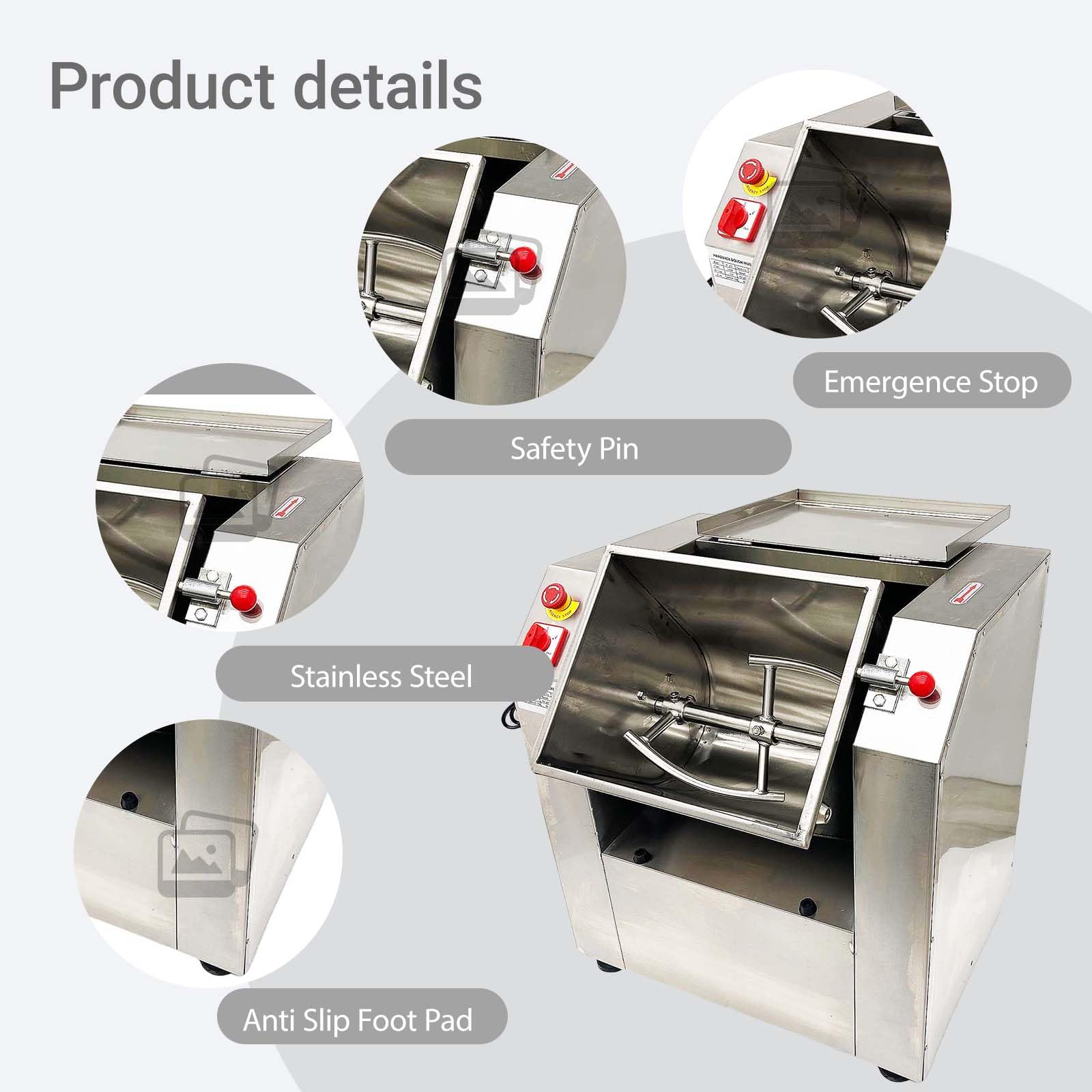 25KG/50QT Commercial Dough Mixer Machine - 110V 2200W Stainless Steel Electric Flour Kneader & Vegetable Meat Blender with Rotary Bowl | Professional Kitchen & Restaurant Equipment for Baking, Pizza Dough, Pastry & Food Prep