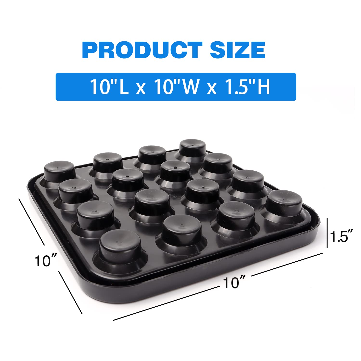 GSE Games & Sports Expert Black Plastic Pool Ball Carrying Tray - Billiard Ball Storage Organizer for 16 Balls, Full Set Regulation Size Billiard Balls - Perfect for Pool Tables, Game Rooms & Professional Tournaments