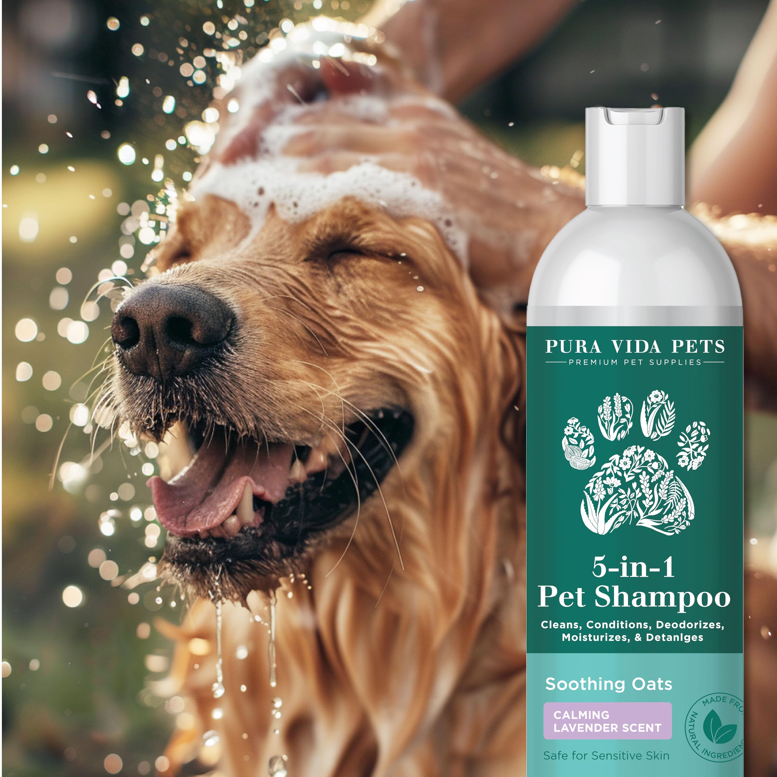 Natural Oatmeal Dog Shampoo for Itchy & Sensitive Skin - Hypoallergenic Dog Shampoo for Dry Flaky Skin Relief - Soothing Oatmeal Bath Soap for Dogs with Allergies - Gentle Puppy Shampoo for Bath Time & Skin Care