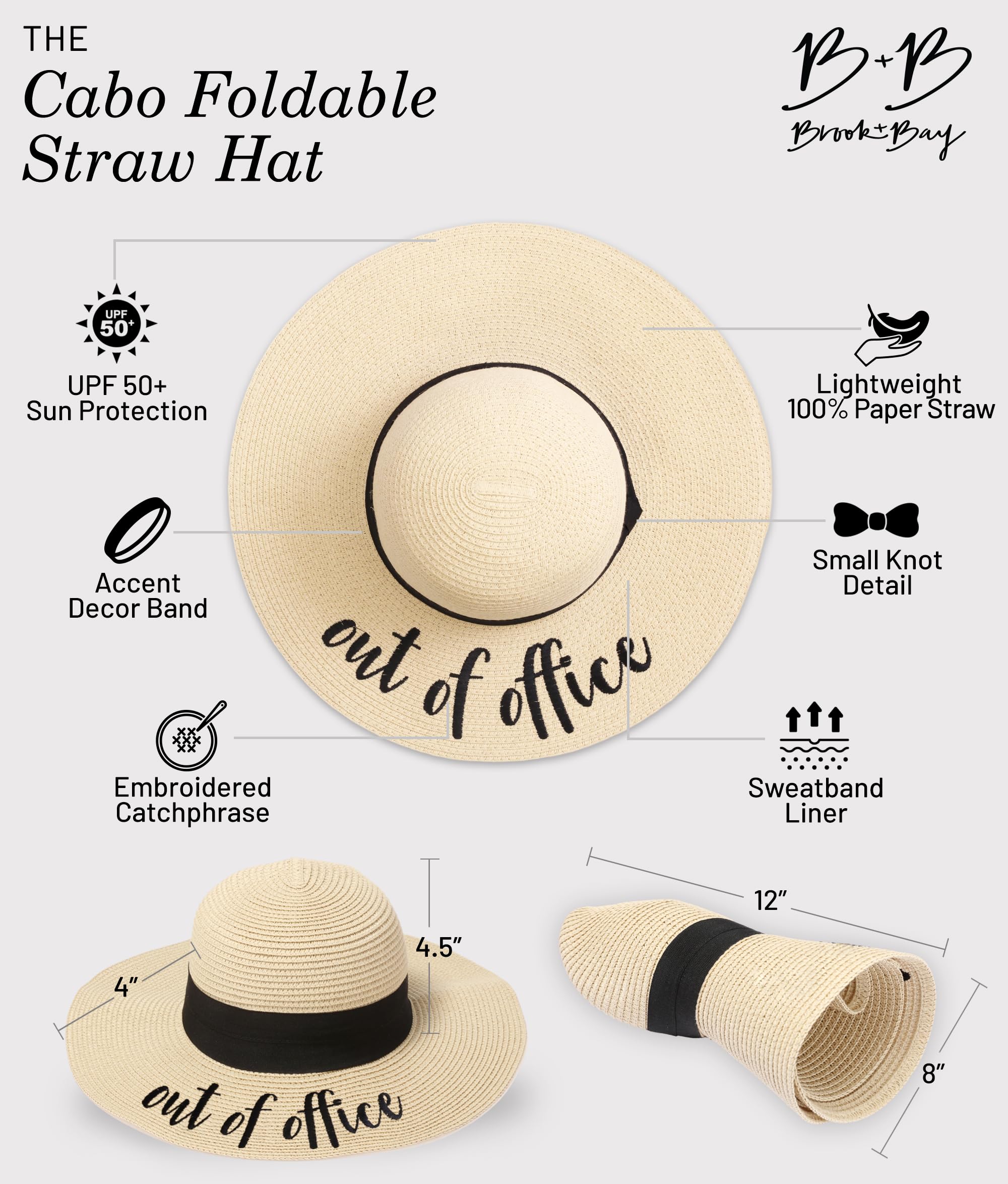 Foldable Beach Hats for Women - Wide Brim Sun Hats, Roll-Up Straw Hats for Summer Vacation & Outdoor Activities | Perfect for Beach, Pool, Travel and Sun Protection