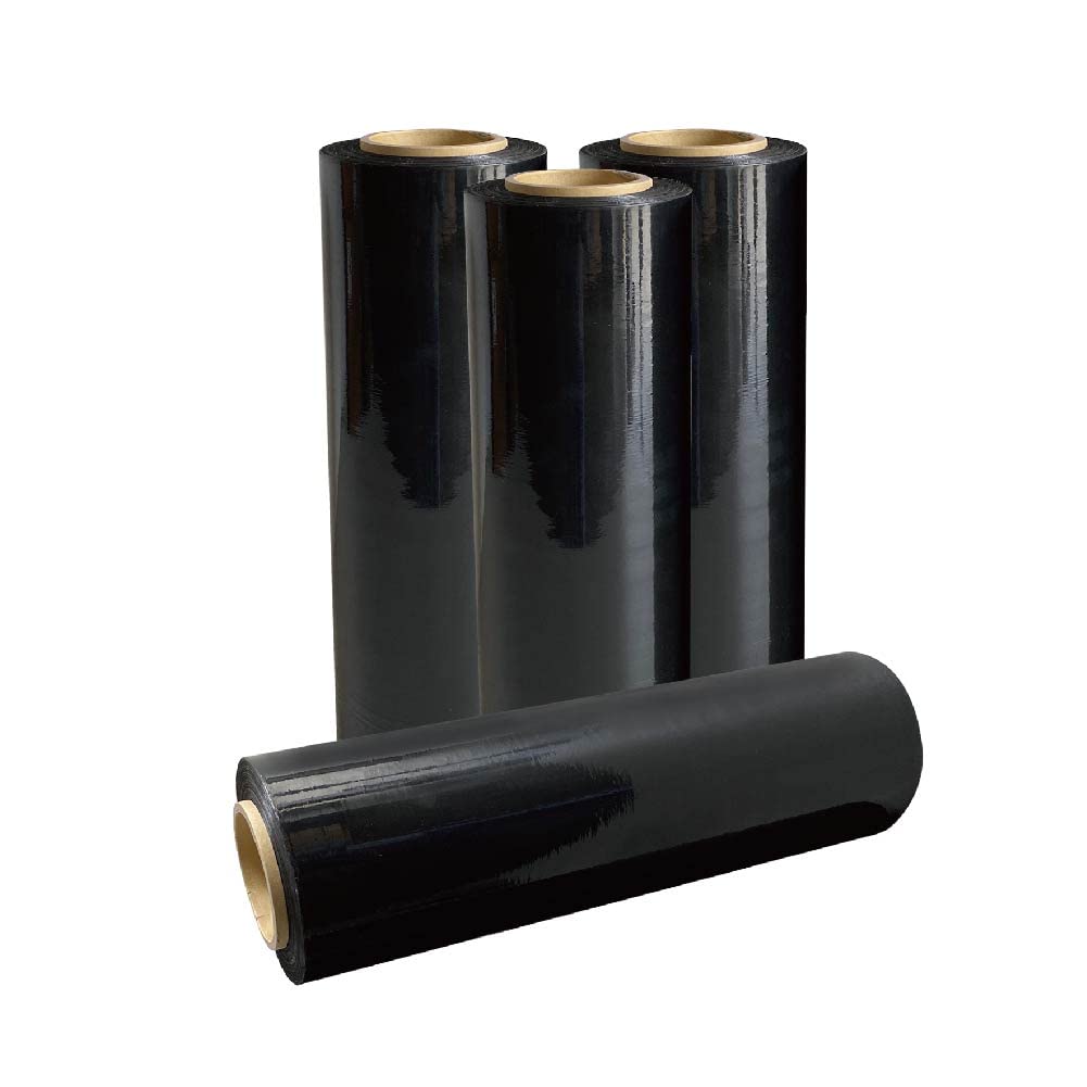 Heavy Duty 4-Roll 18-Inch Black Stretch Film Plastic Wrap - 1500 Feet, 5-Layer 80 Gauge Extra Thick & Durable for Moving, Packing & Shipping | Industrial Grade Strength | Wholesale Price | Perfect for Warehouse, Logistics & Home Moving Protection