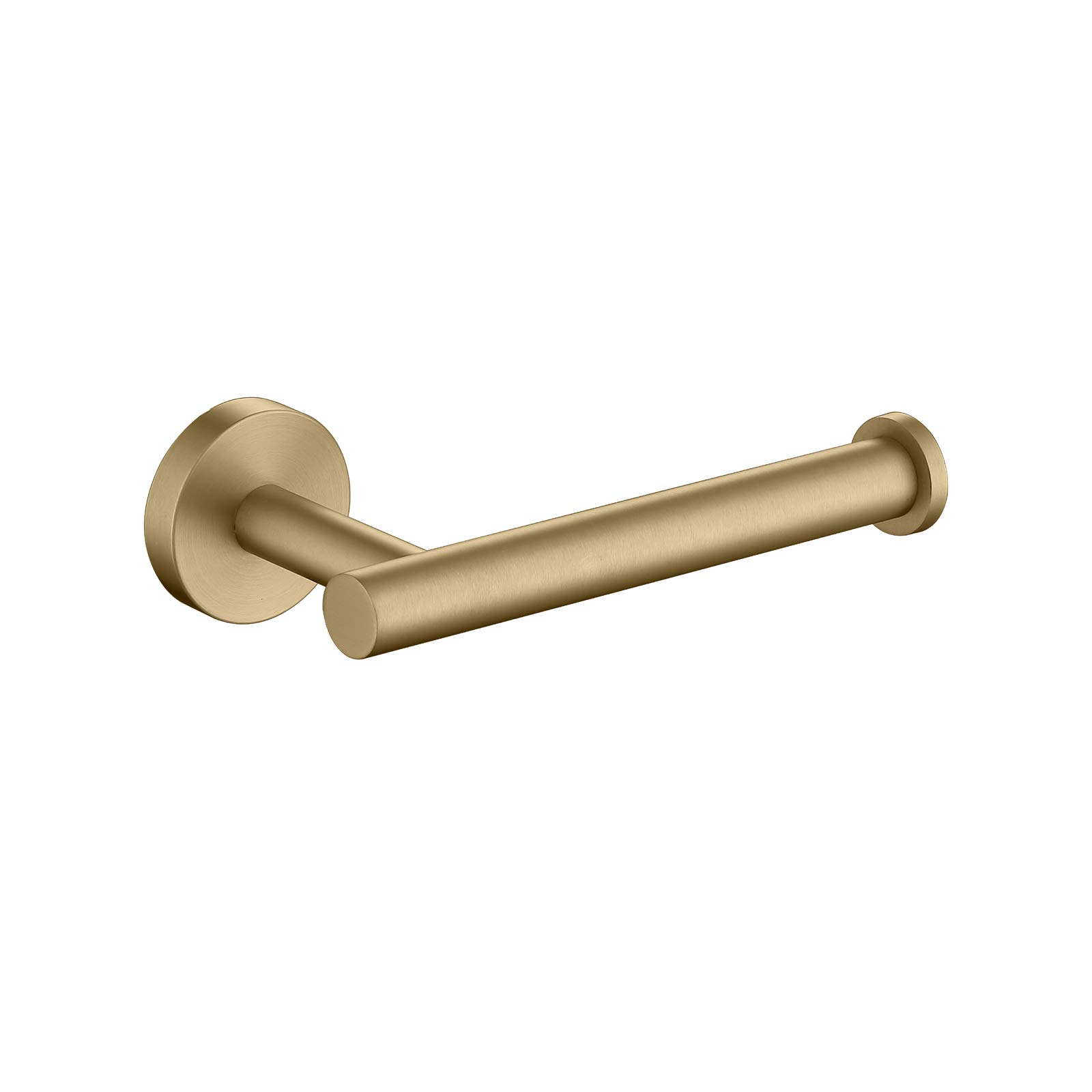 TASTOS Brushed Gold Toilet Paper Holder - 5 Inch SUS304 Stainless Steel Wall Mount Tissue Roll Dispenser - Modern Round Bathroom & Kitchen Paper Holder for Home, Office, Hotel (Ideal for Powder Rooms, Guest Bathrooms & Washrooms)