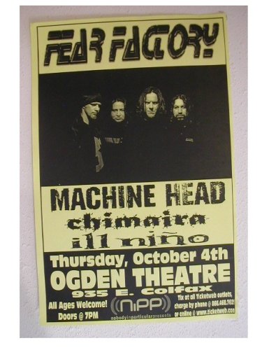 Fear Factory & Machine Head Concert Handbill Poster - Vintage Band Photo Print for Music Fans & Rock Decor - Perfect for Bedroom, Living Room, and Music Studio Wall Art