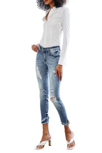 Kancan Women's Mid Rise Ankle Skinny Jeans - KC6204M | Stretch Denim Pants for Casual Wear & Everyday Outfits | Perfect for Work, Date Night and Weekend Style