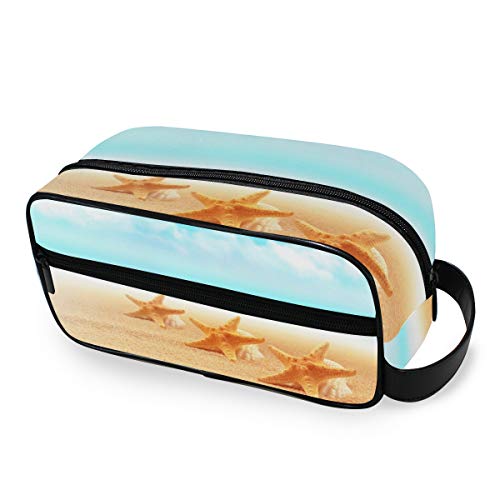 Waterproof Nylon Travel Toiletry Bag - Starfish Design Cosmetic Organizer for Men & Women | Dopp Kit, Shaving Bag, Makeup Case | Perfect for Beach Vacations, Camping & Business Trips