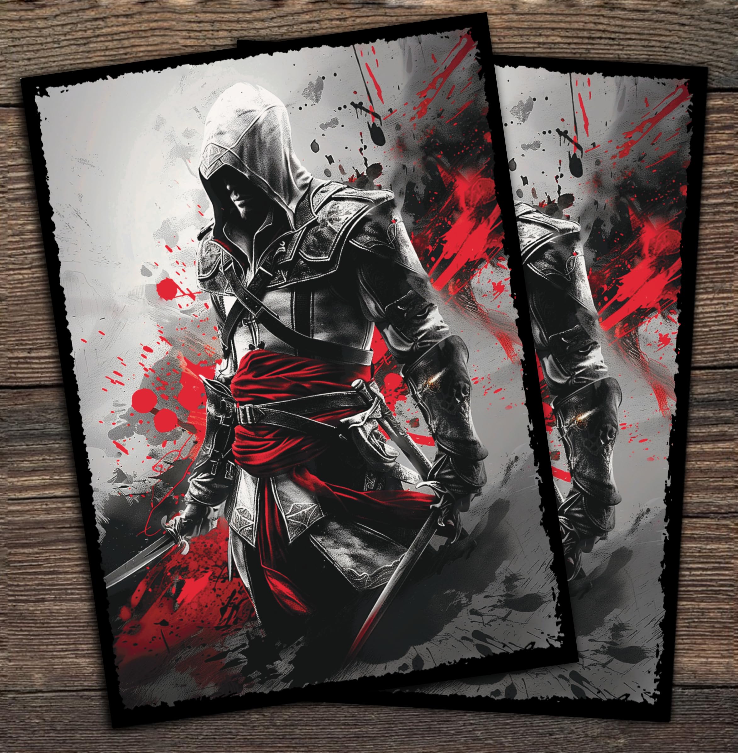 Digital Sorcery Studio Assassin Black/Red Splatter Card Game Sleeves - 100 Pack - Premium Quality MTG & TCG Card Protectors - Perfect for Magic: The Gathering, Yu-Gi-Oh, and Collectible Card Games - Ideal for Tournaments, Game Nights & Card Collection Protection