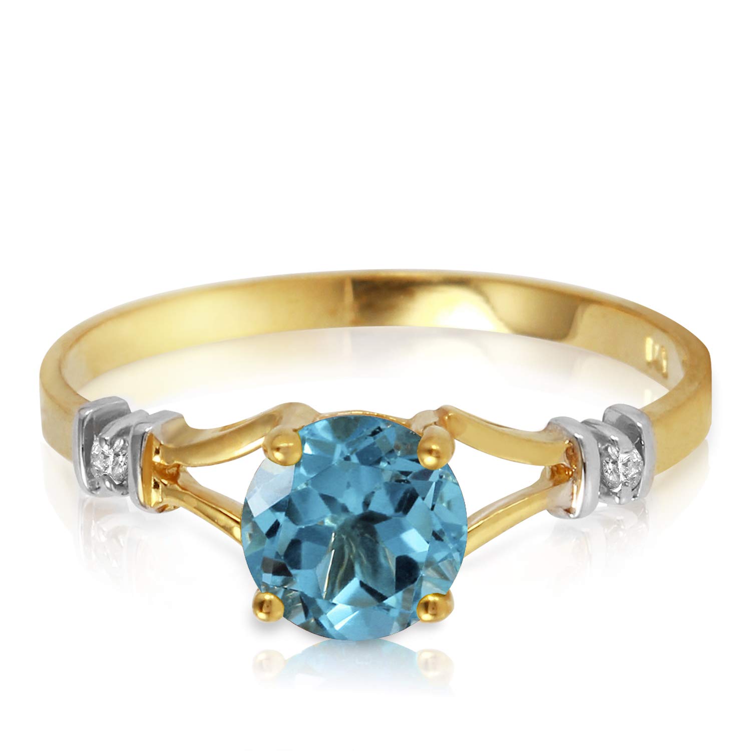 14K Solid Gold Ring with 1.02 CTW Natural Diamonds & Blue Topaz - Galaxy Gold GG Elegant Jewelry for Women, Perfect for Engagement, Anniversary & Special Occasions