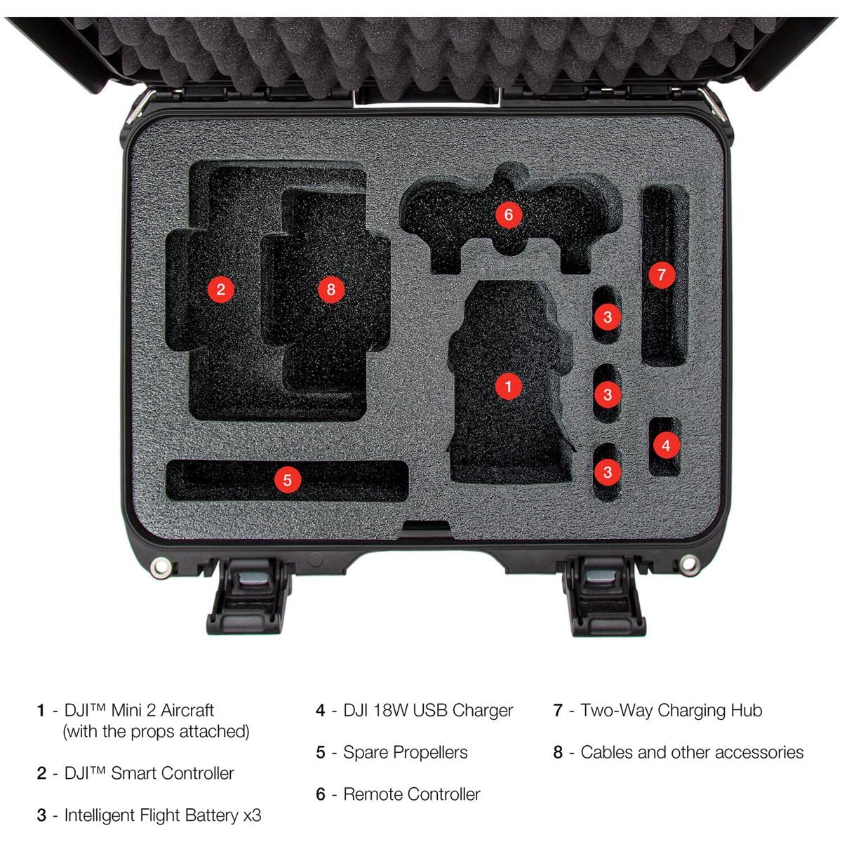 Nanuk 920 Waterproof Hard Case with Custom Foam Insert for DJI Mavic Mini 2 & Smart Controller - Black | Protective Travel Storage for Drone Accessories & Electronics