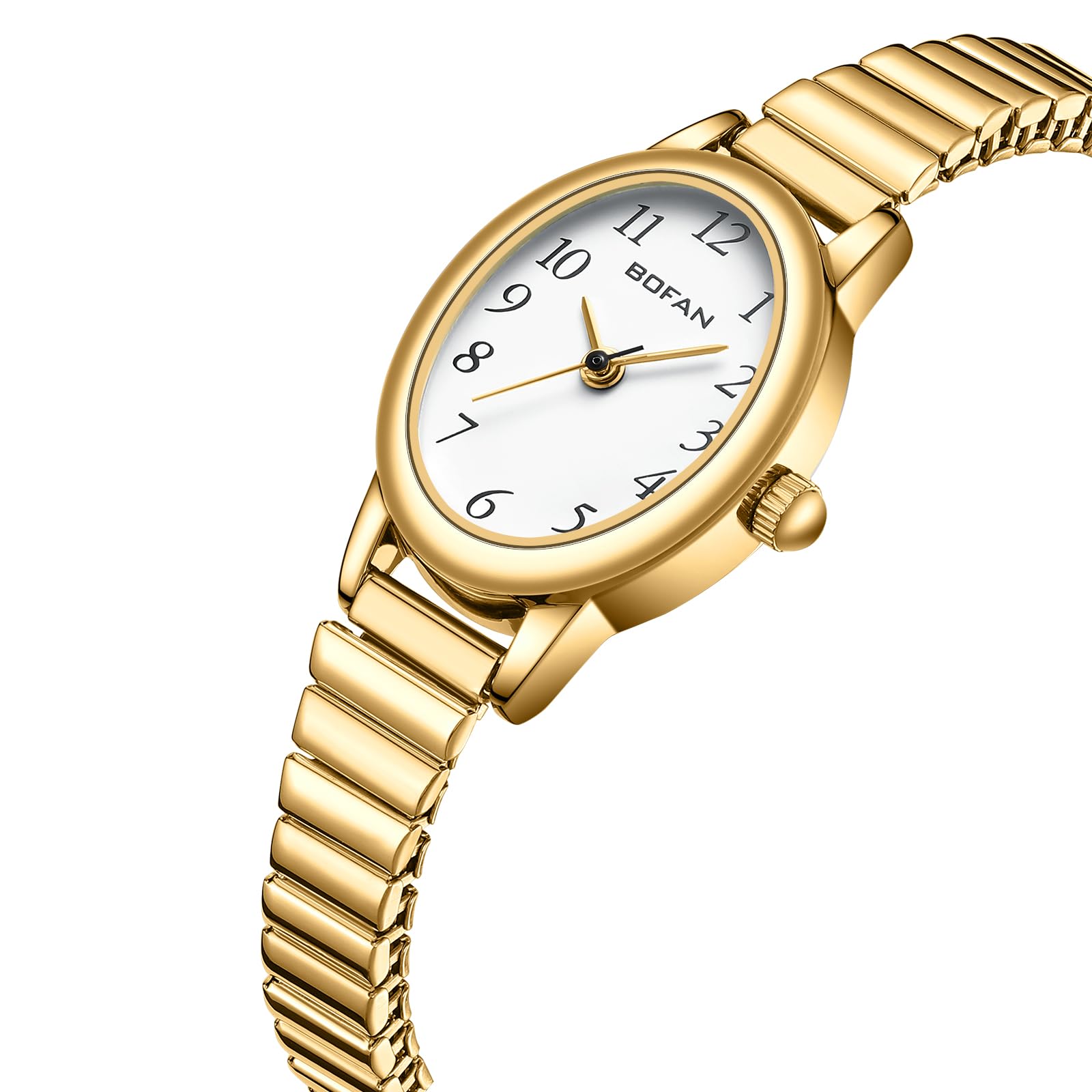 BOFAN Women's Small Gold Watch - Easy Read Quartz Wristwatch with Stainless Steel Expansion Band, Waterproof - Perfect for Everyday Wear, Office & Special Occasions