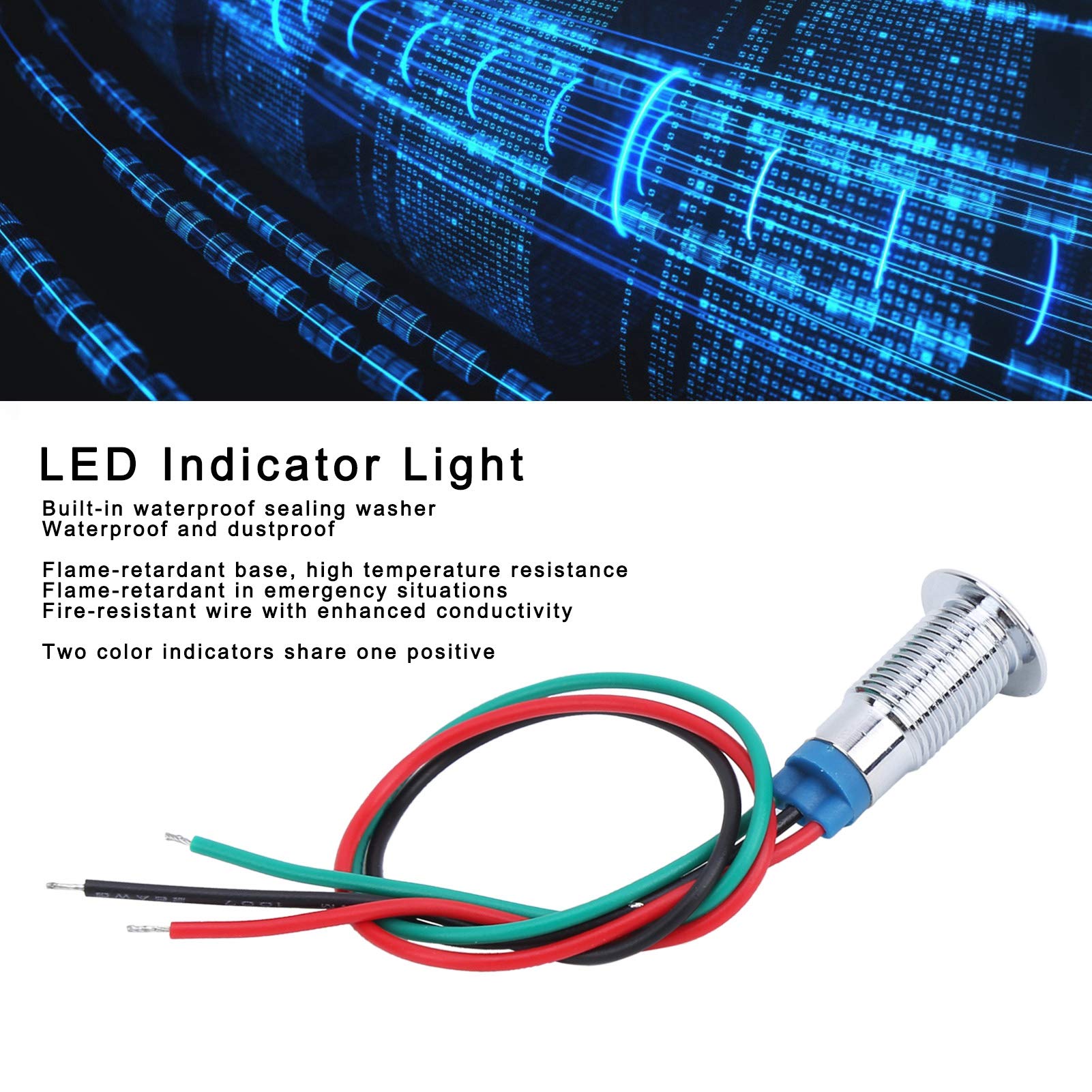 12V 24V LED Indicator Lights - 4 Pack 8mm Pre-Wired Common Anode Industrial Signal Lights (Red/Green) for Automotive, Machinery & Control Panels