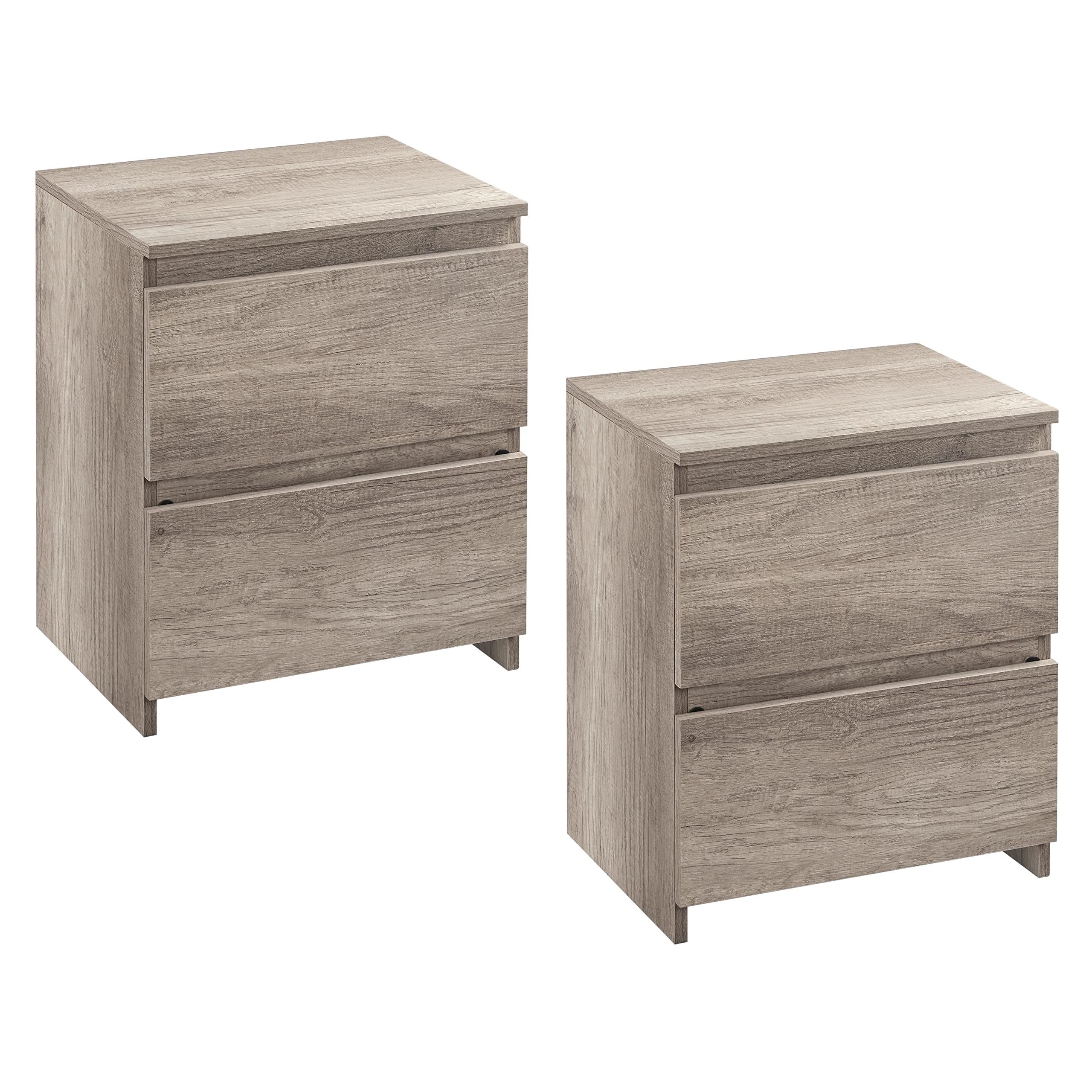 Topeakmart 2-Piece End Table Set with 2 Drawers - Modern Side Table Storage Organizer for Living Room, Bedroom & Office - Easy Assembly in Gray - Perfect for Small Spaces & Home Decor