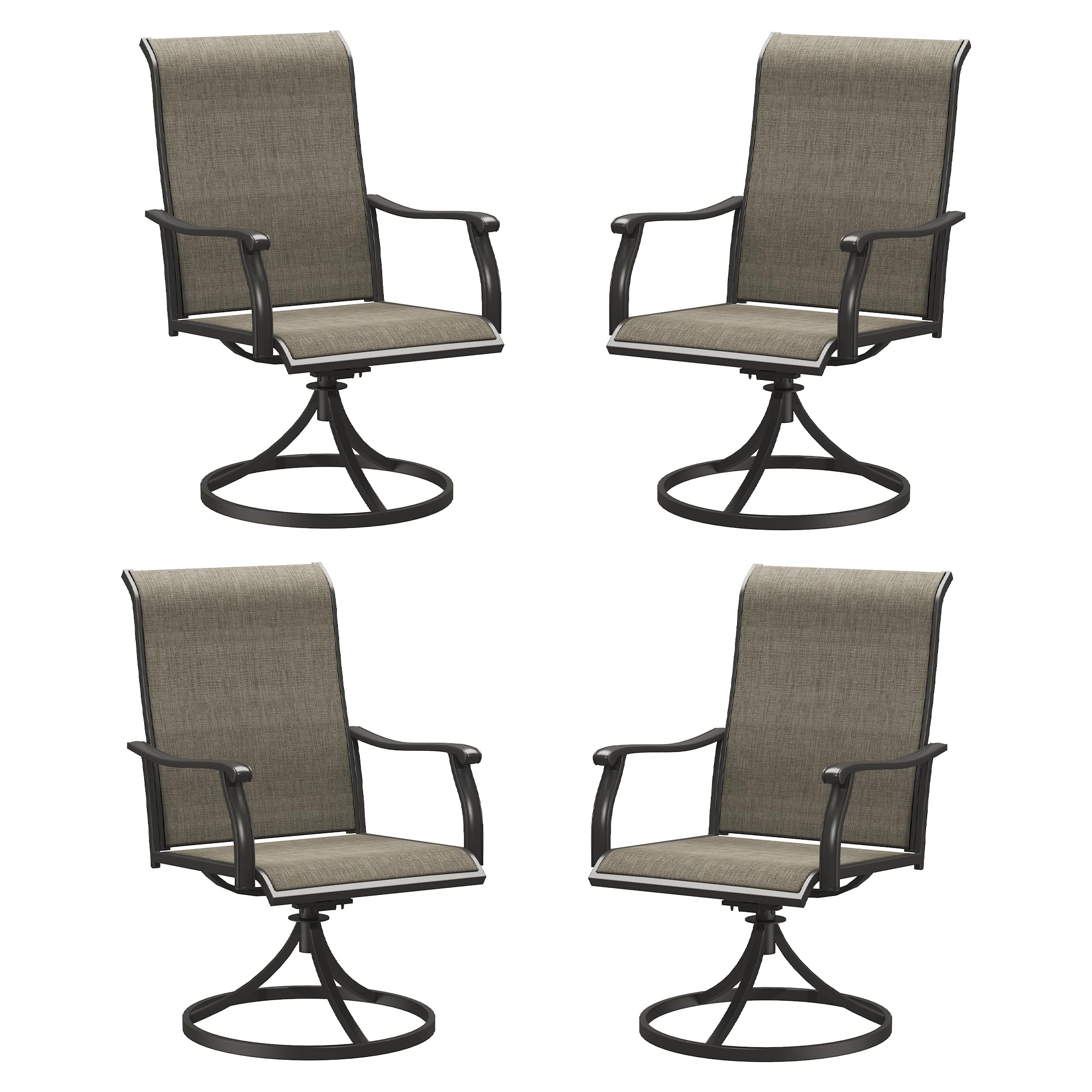 VICLLAX 4-Piece Patio Swivel Dining Chairs Set with Armrests - Textilene Fabric Outdoor Chairs, Black Metal Frame - Perfect for Backyard, Poolside & Garden Relaxation
