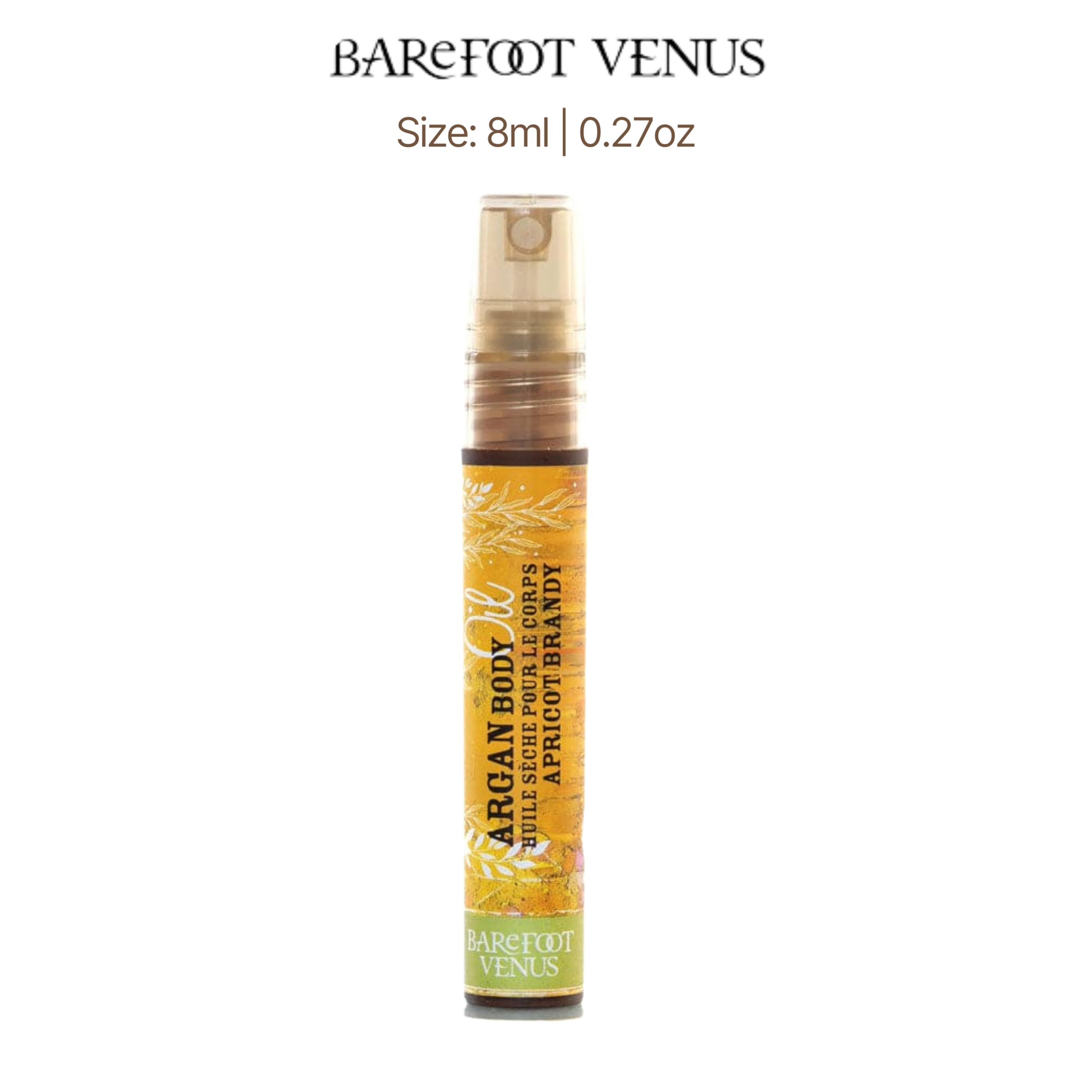 Travel Size Mini Argan Body Oil - 8ml (Apricot Brandy) | Natural Moisturizer for Dry Skin & Hair | Perfect for Travel, Gym & On-the-Go Hydration