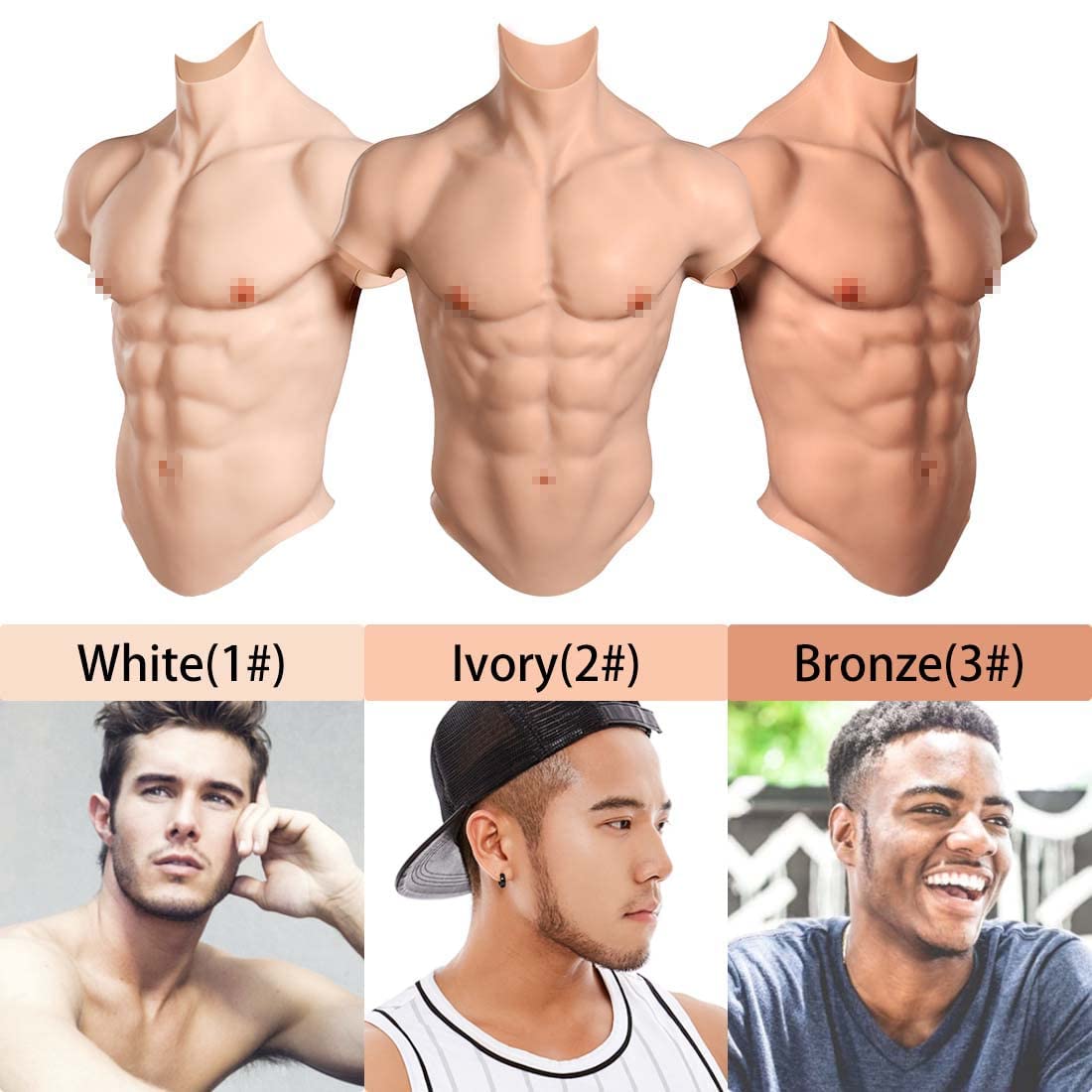SUAISKR Realistic Silicone Muscle Suit - Fake Abs & Chest Costume for Cosplay, Halloween, Bodybuilding, and Fitness Photoshoots | Perfect for Cosplayers, Halloween Costumes, and Fitness Enthusiasts