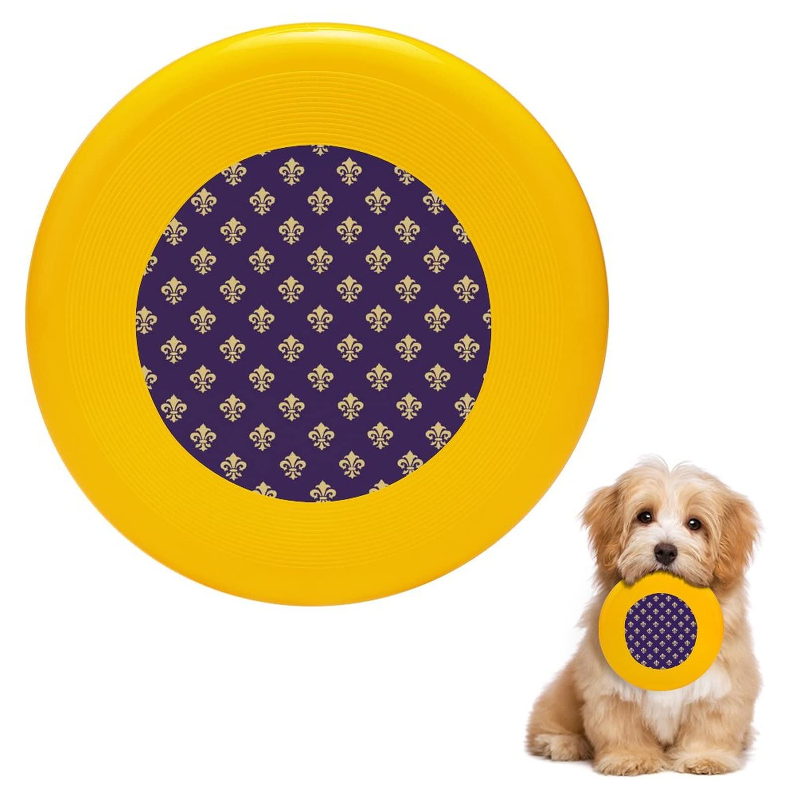Fleur De Lis Mardi Gras Flying Disc Dog Toy - Durable Round Frisbee for Training, Fetch & Outdoor Play - Pet Sports Bowl for Water & Food - Perfect for Beach, Park & Backyard Fun