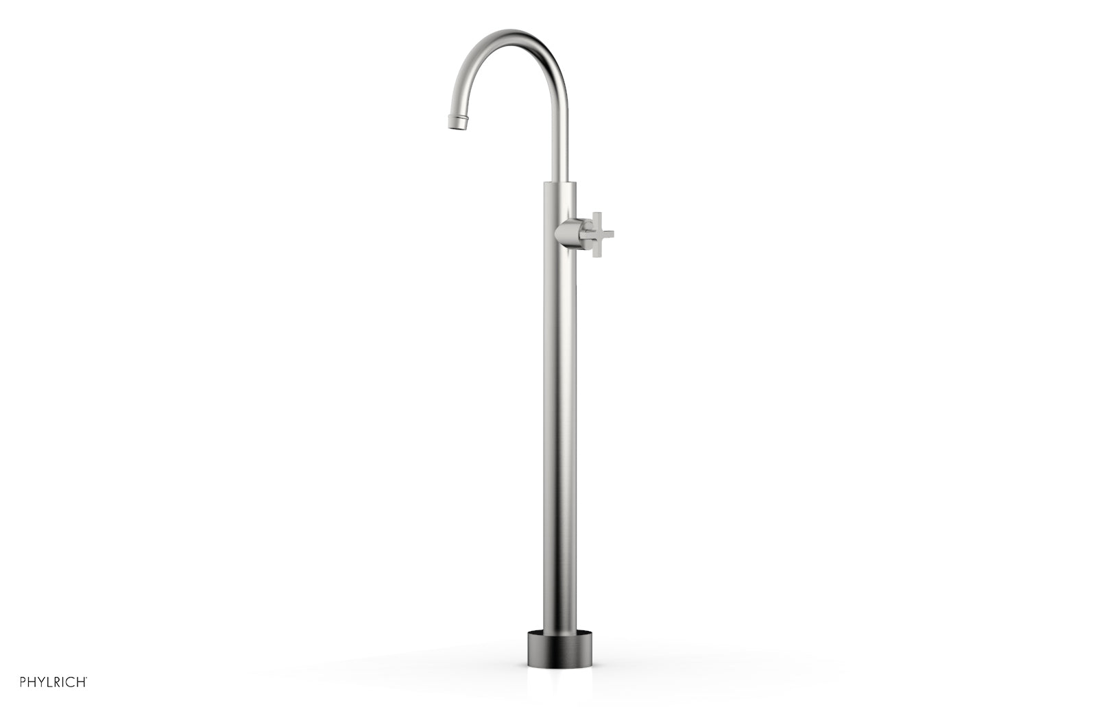 HEX MODERN Tall Floor Mount Tub Filler with Cross Handle 501 46 02 - Premium Bathroom Faucet for Luxury Bathtubs and Spa Showers