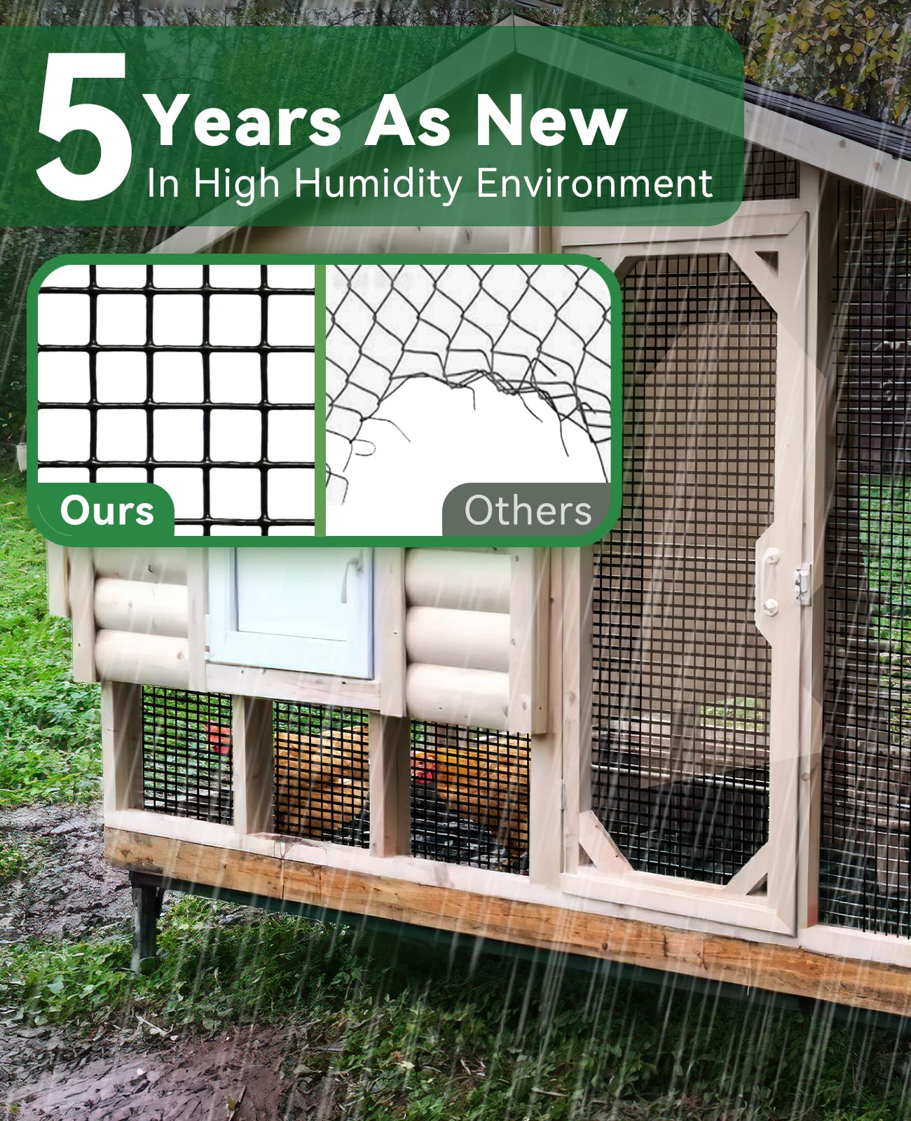 GoldPeak Black Vinyl Coated Hardware Cloth - 1/2 Inch Mesh 19 Gauge Wire Mesh Roll (36in x 50ft) - Heavy Duty Garden Fence, Chicken Coop Cover, Rabbit Cage & Animal Enclosure Wire Fencing - Ideal for Poultry Protection, Garden Security & DIY Projects