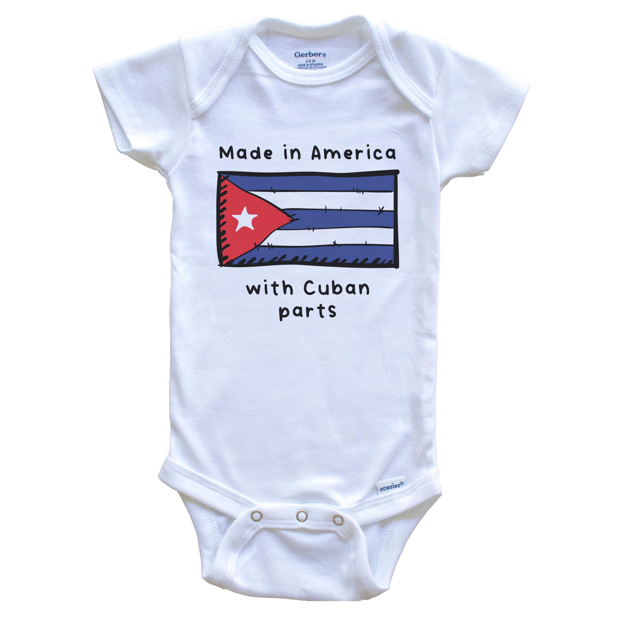American-Made Cuba Flag One-Piece Baby Bodysuit | Patriotic Infant Outfit for Holidays & Family Photos | Soft & Comfortable Newborn Romper