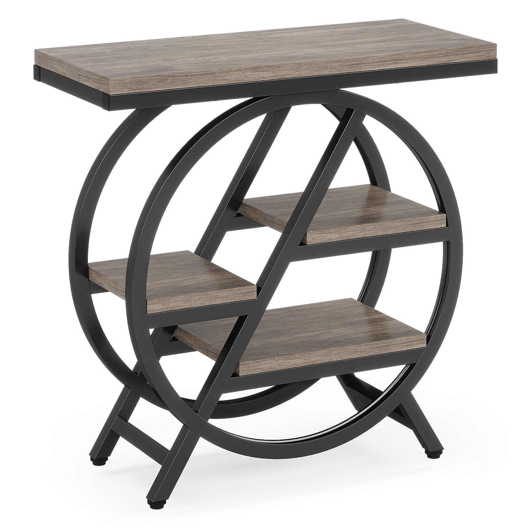 4 Tier End Table with Storage Shelves - Compact Side Table for Living Room, Bedroom, or Office - Perfect for Snacks, Books, and Decor Organization