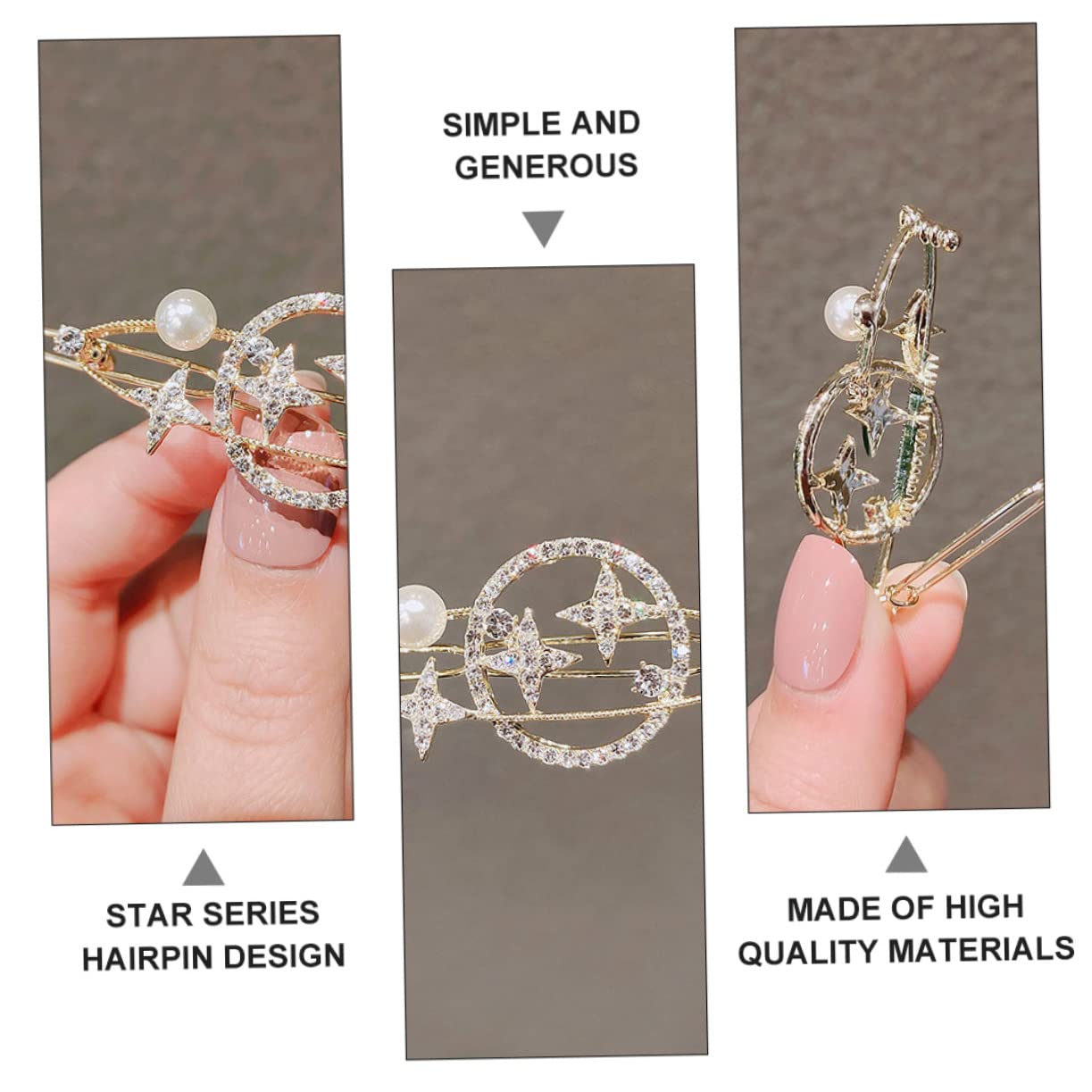 FOMIYES 6-Pack Star Hair Clips for Women & Girls - Glitter Crystal Barrettes, Hairpins & Hair Accessories for Parties, Weddings & Everyday Styling