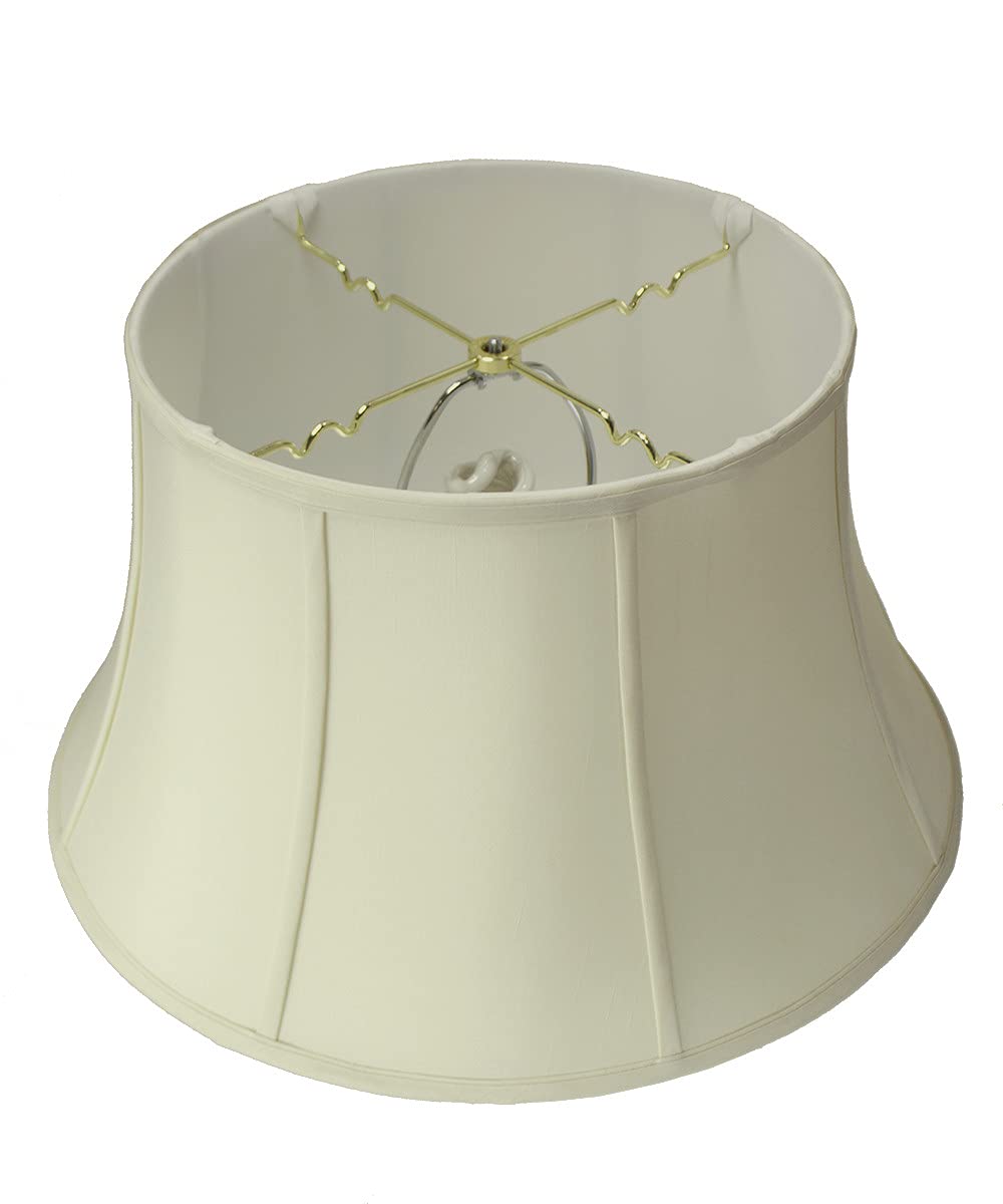 13x19x11 Egg Shell Floor Shantung Lampshade with Brass Spider Fitter - Classic Table & Desk Lamp Shade for Living Room, Bedroom, Office - Large Eggshell White Lighting Decor