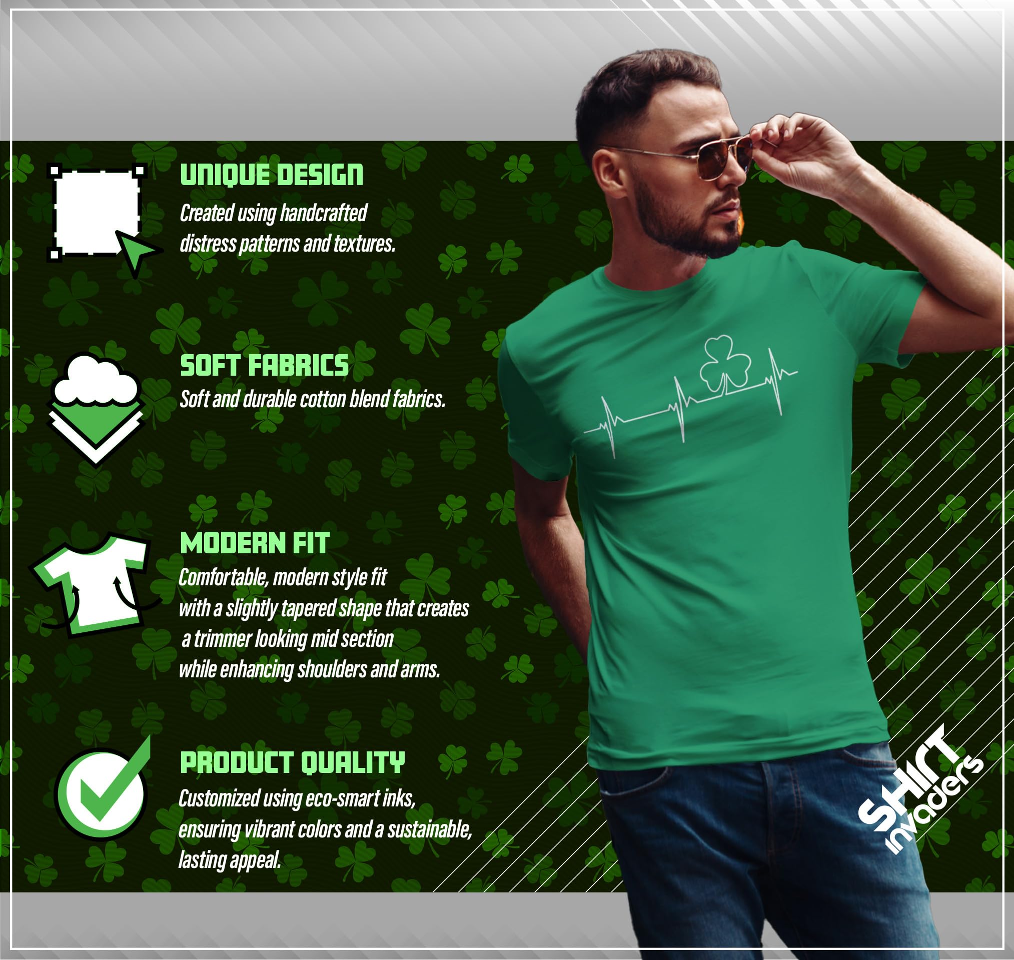 Authentic Irish Heartbeat St Patrick's Day T-Shirt for Men & Women - Celebrate Irish Pride with Stylish Casual Wear for Parades & Parties